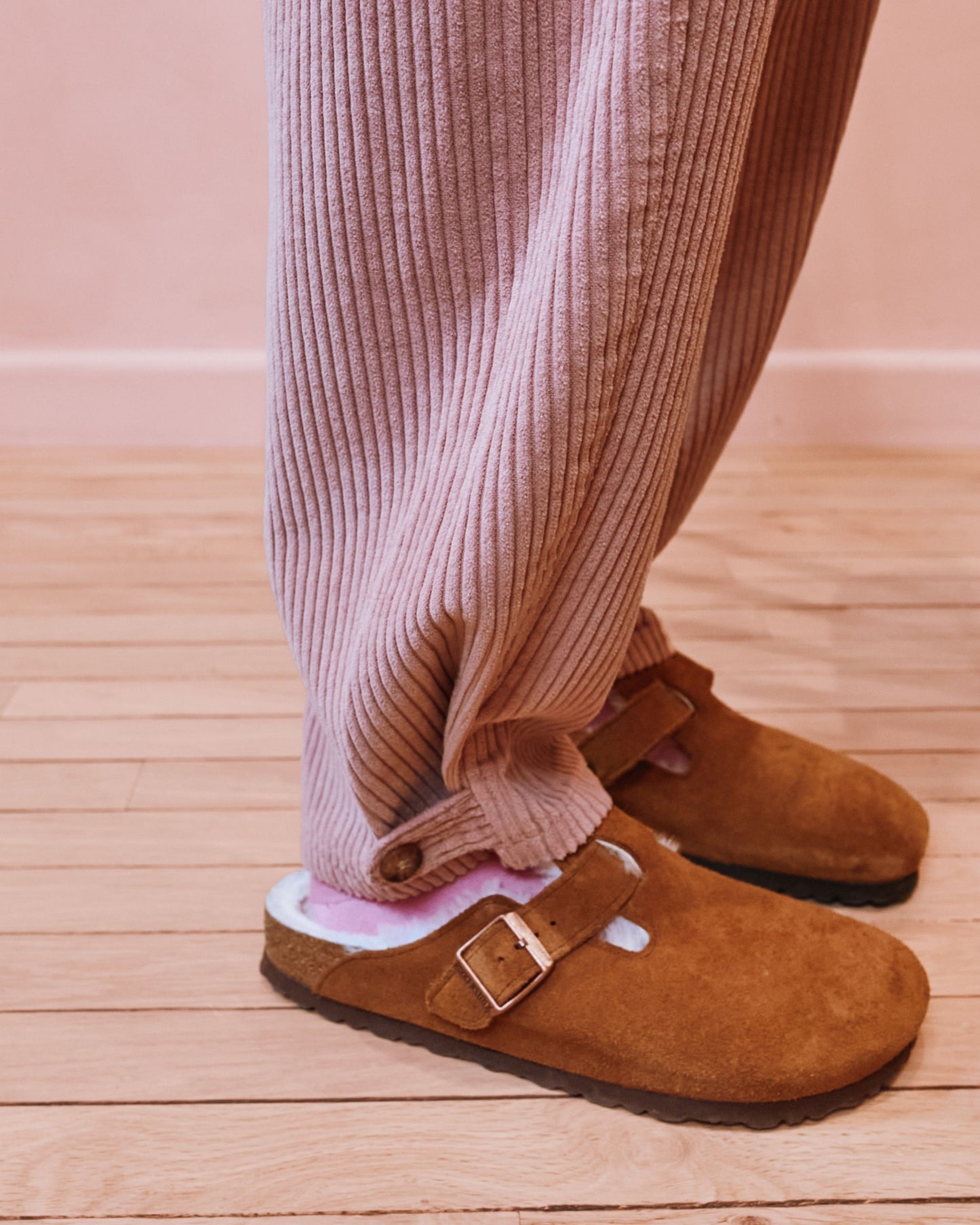 Pantalon jogger - Velours cotelé vieux rose