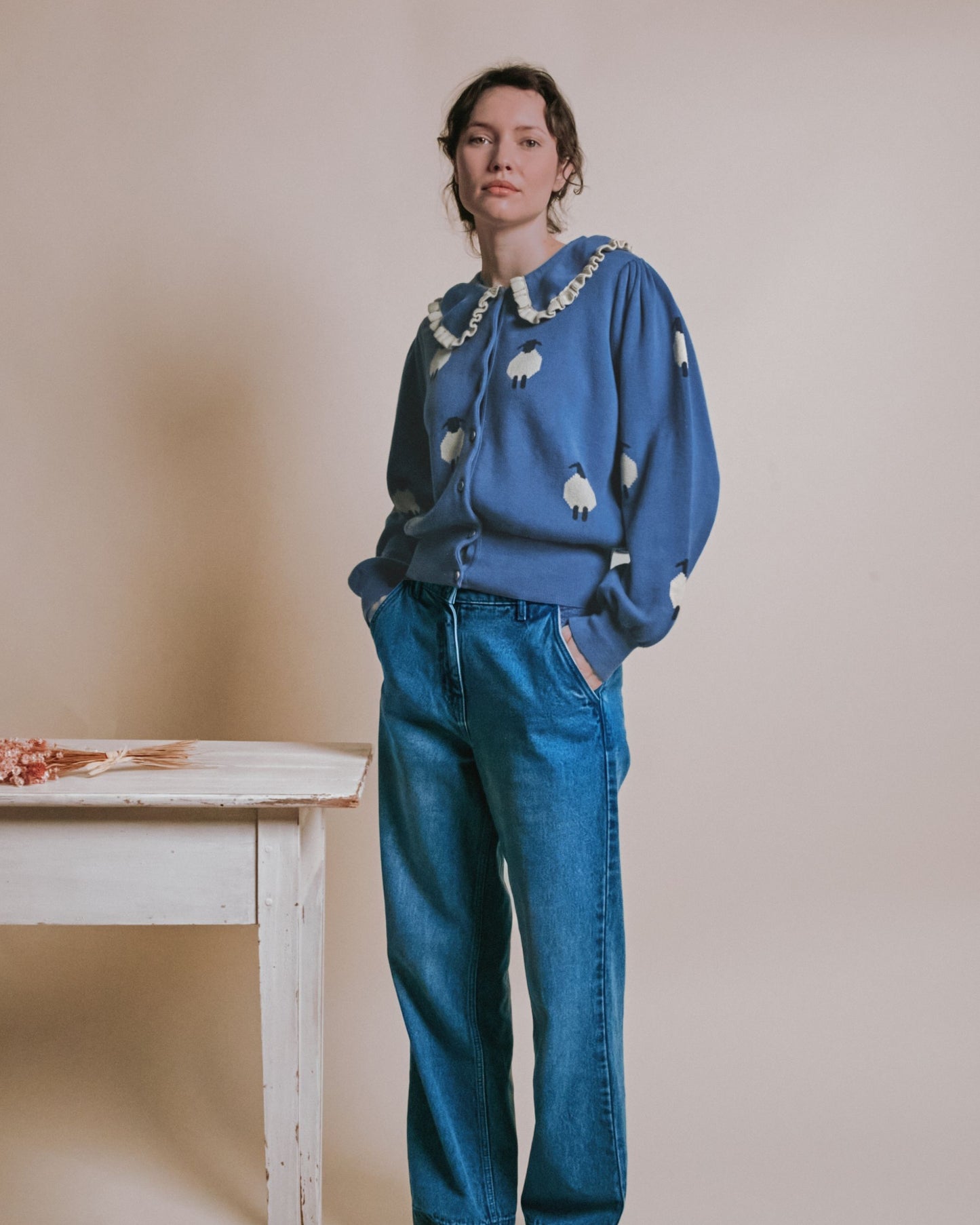 Cardigan - Jacquard mouton bleu