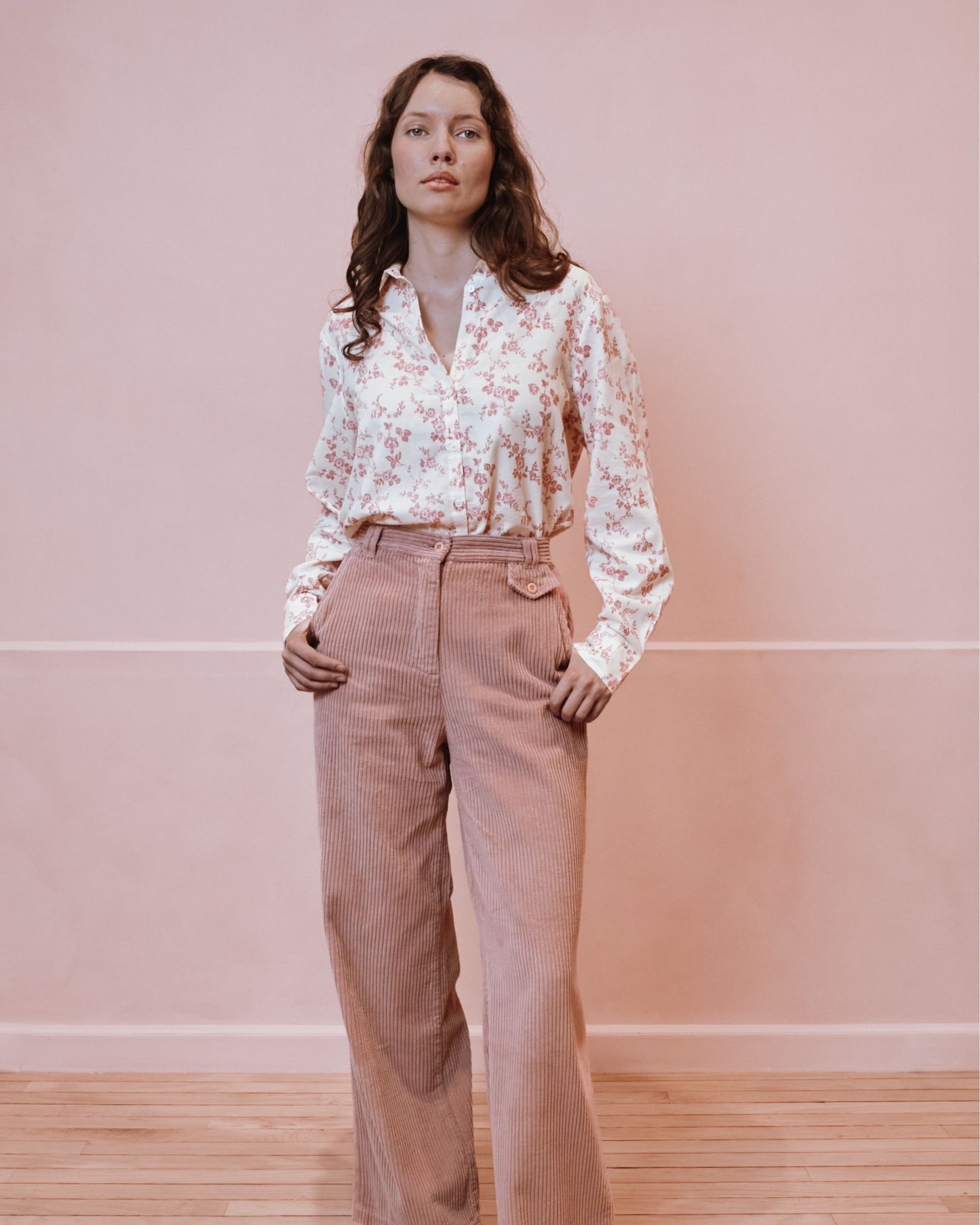 Chemise - Fleurie écru et rose