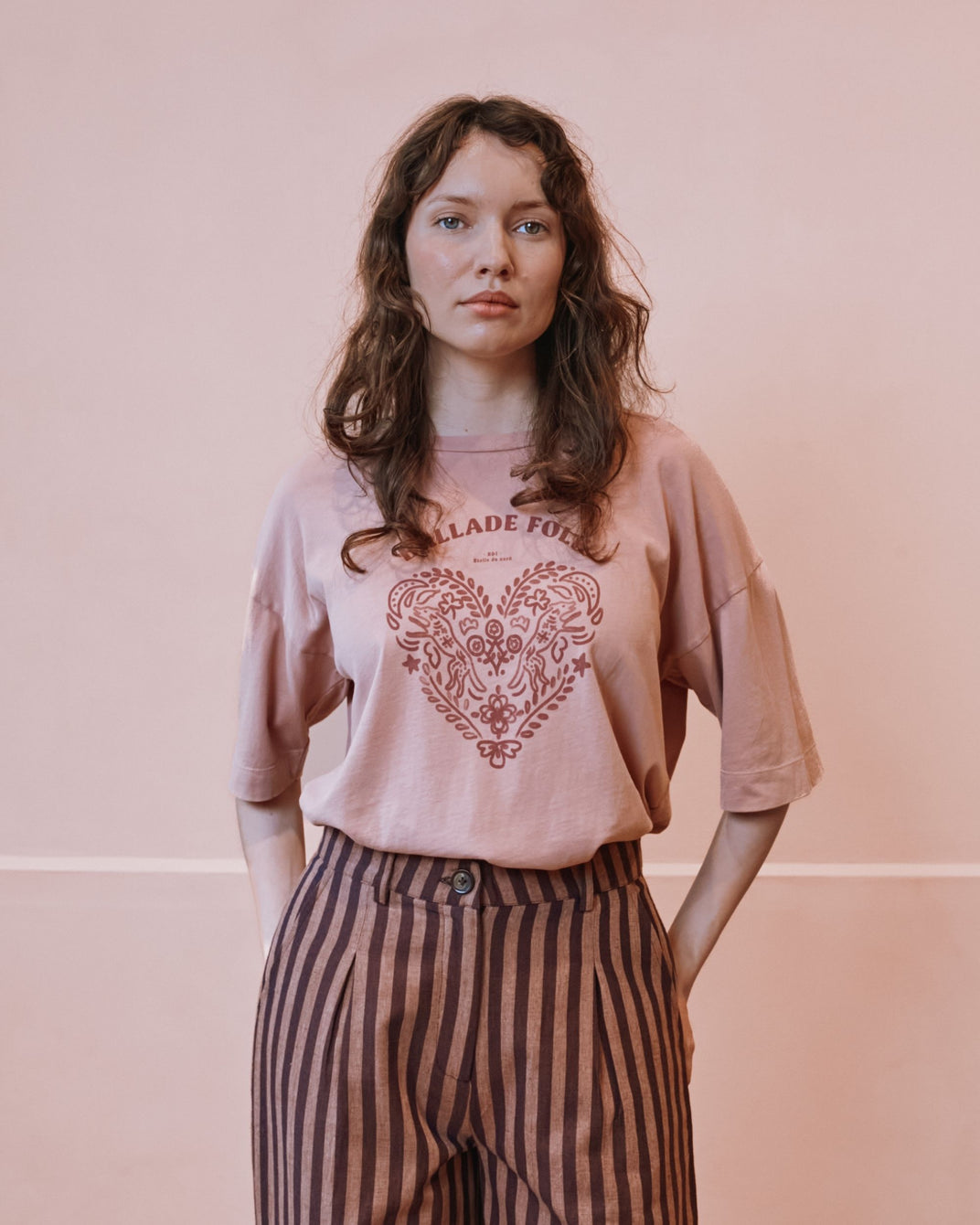 T-shirt - Oversize Ballade Folk rose