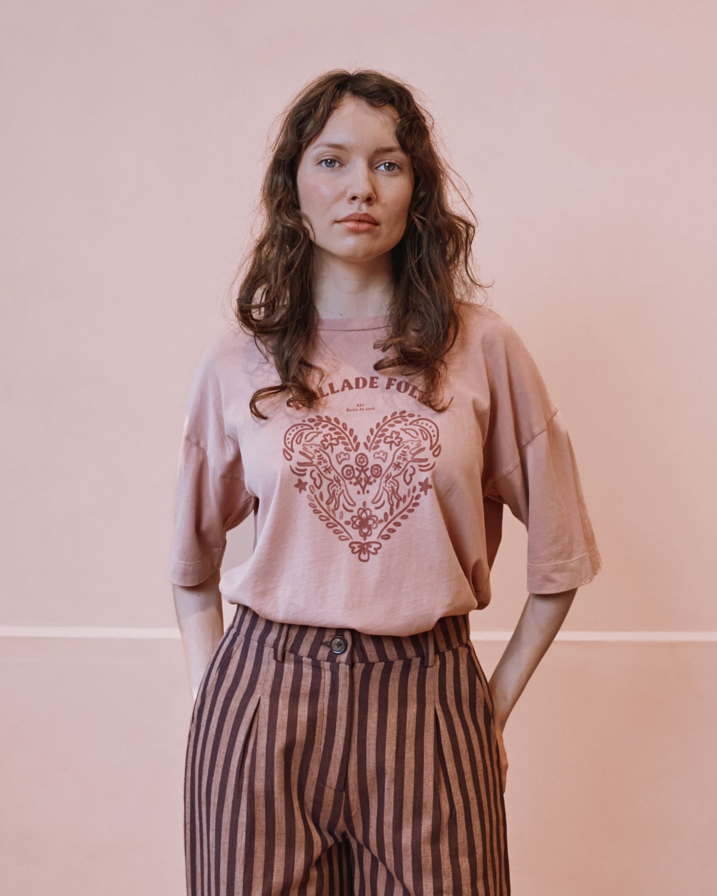 T-shirt - Oversize Ballade Folk rose
