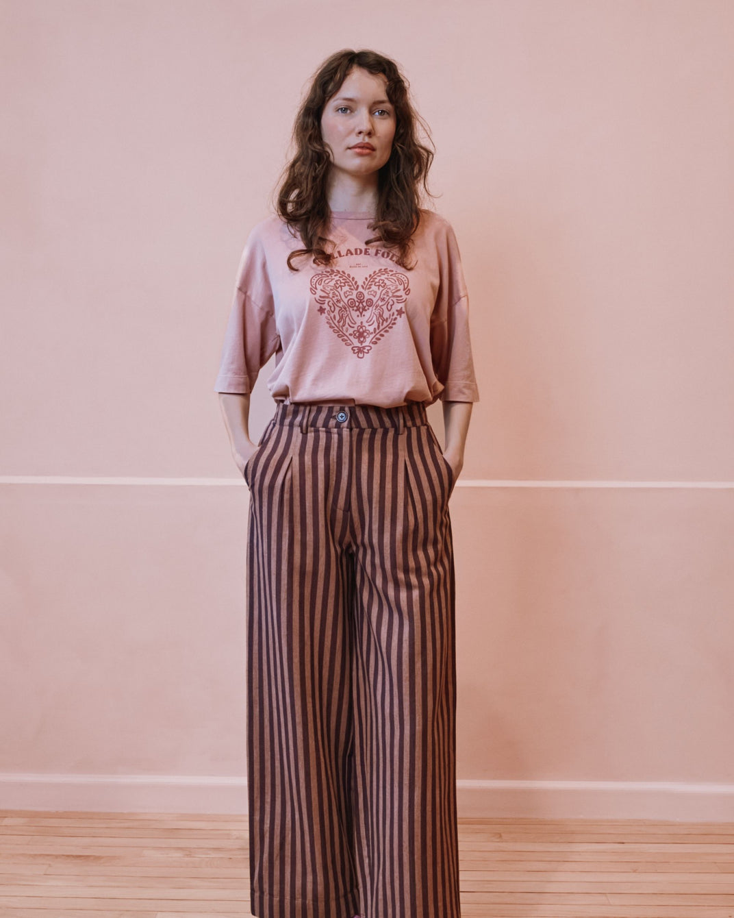 T-shirt - Oversize Ballade Folk rose