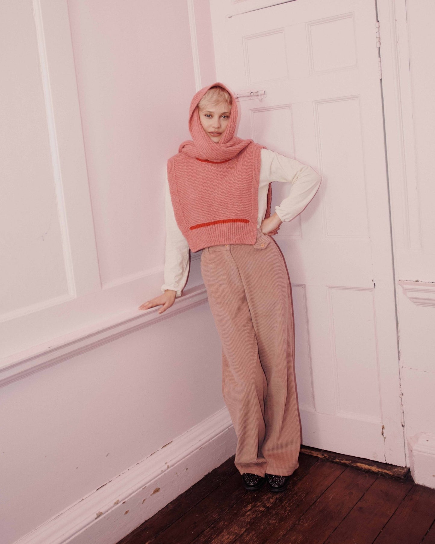 Pantalon - Velours cotelé vieux rose