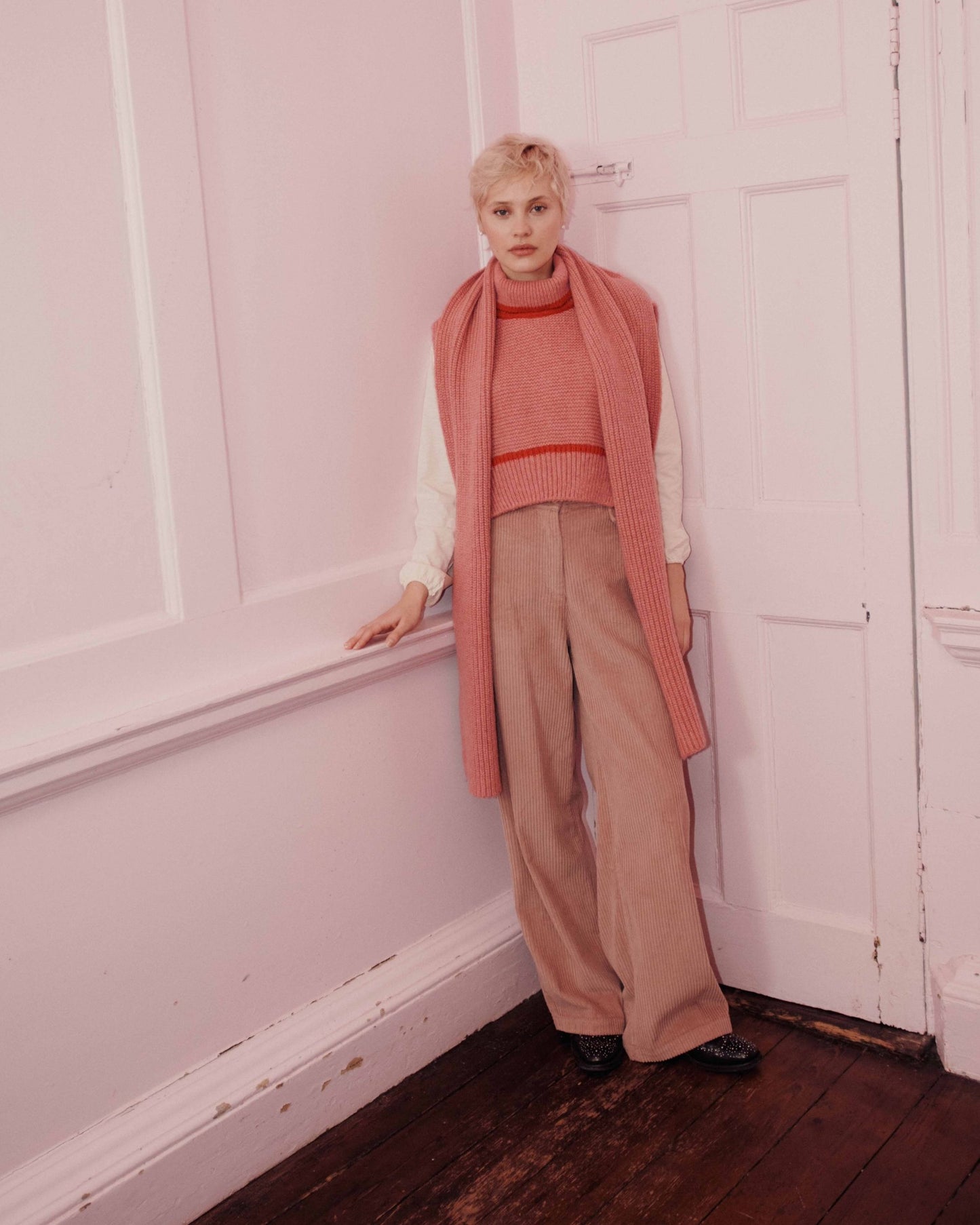 Pantalon - Velours cotelé vieux rose