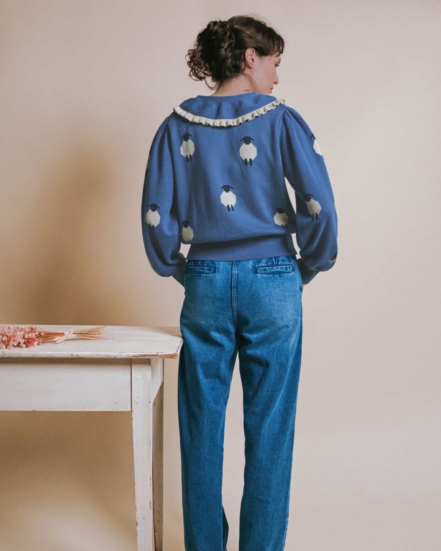 Cardigan - Jacquard mouton bleu