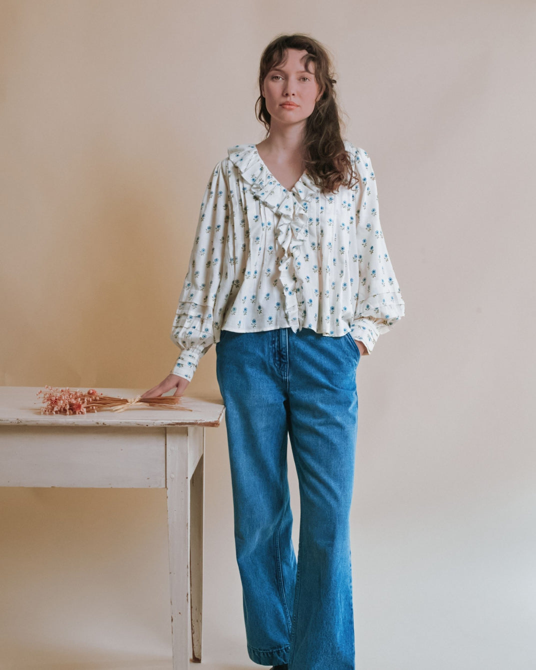 Blouse - Fleurie khadi écru