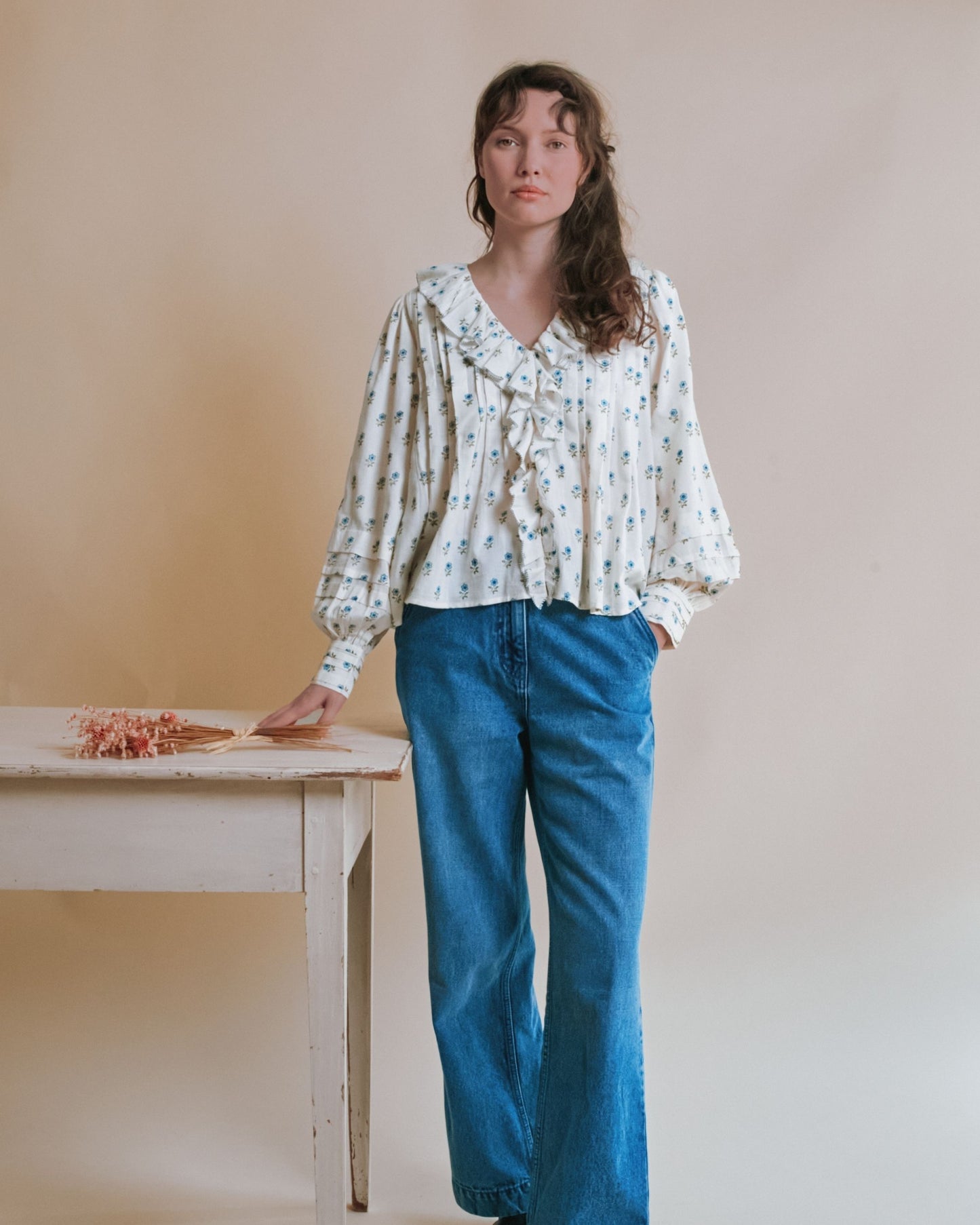 Blouse - Fleurie khadi écru
