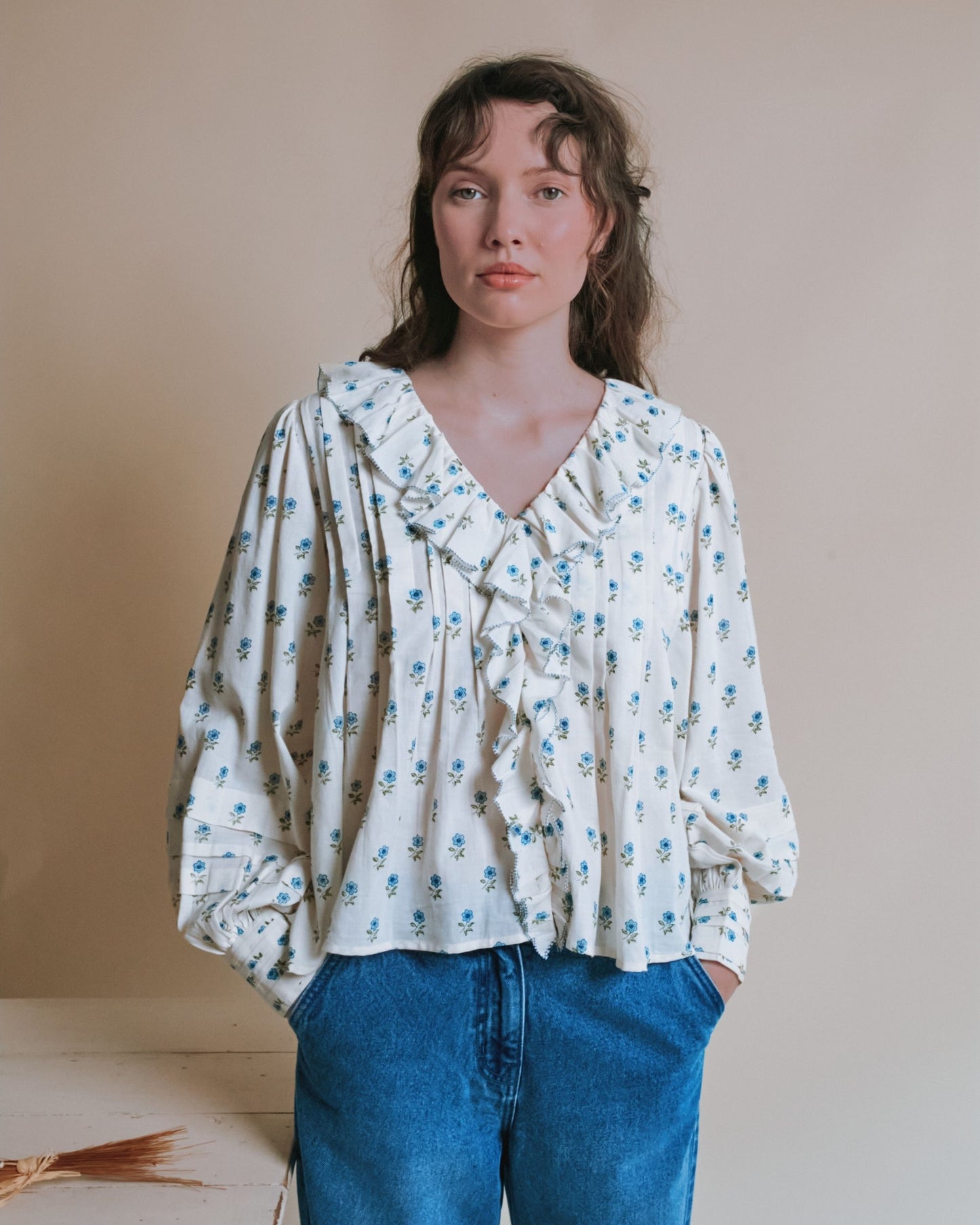 Blouse - Fleurie khadi écru