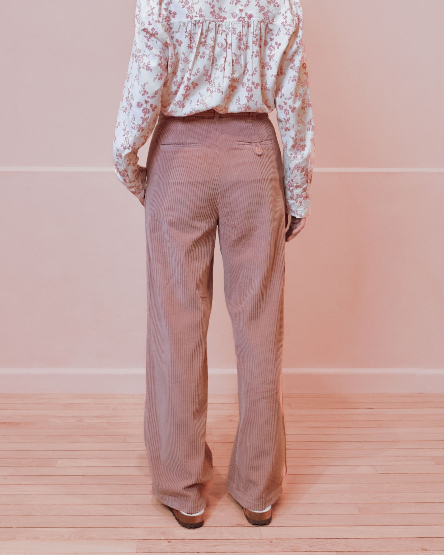 Pantalon - Velours cotelé vieux rose
