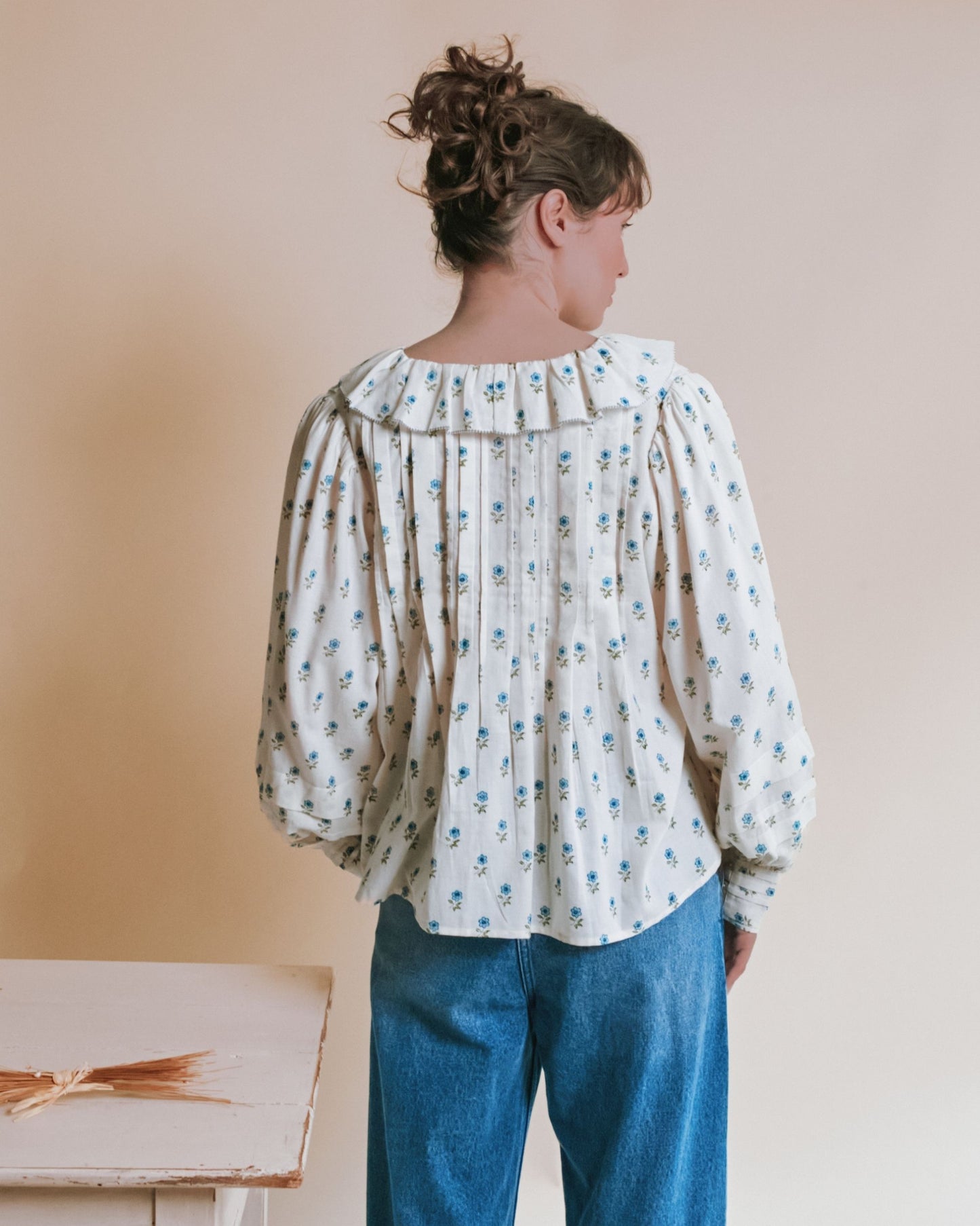 Blouse - Fleurie khadi écru