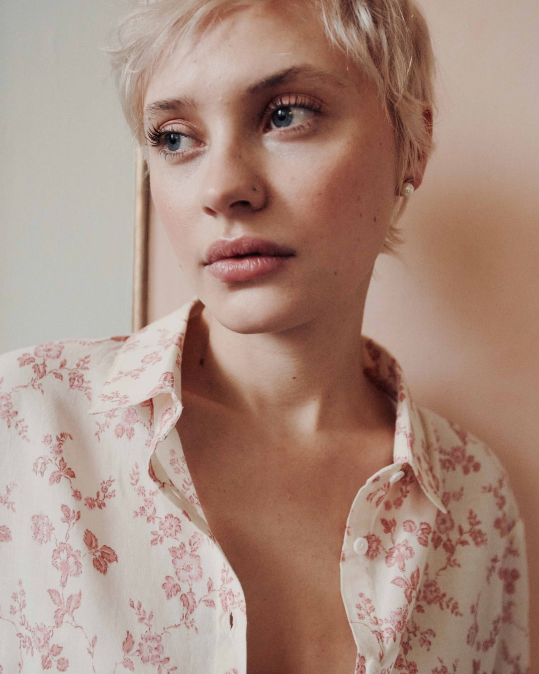 Chemise - Fleurie écru et rose
