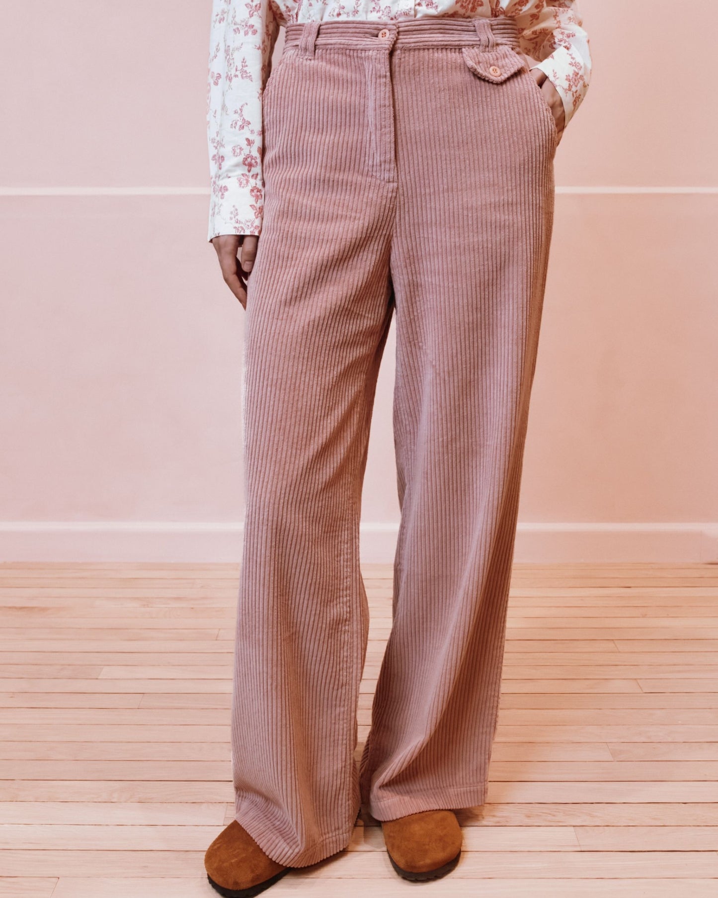 Pantalon - Velours cotelé vieux rose