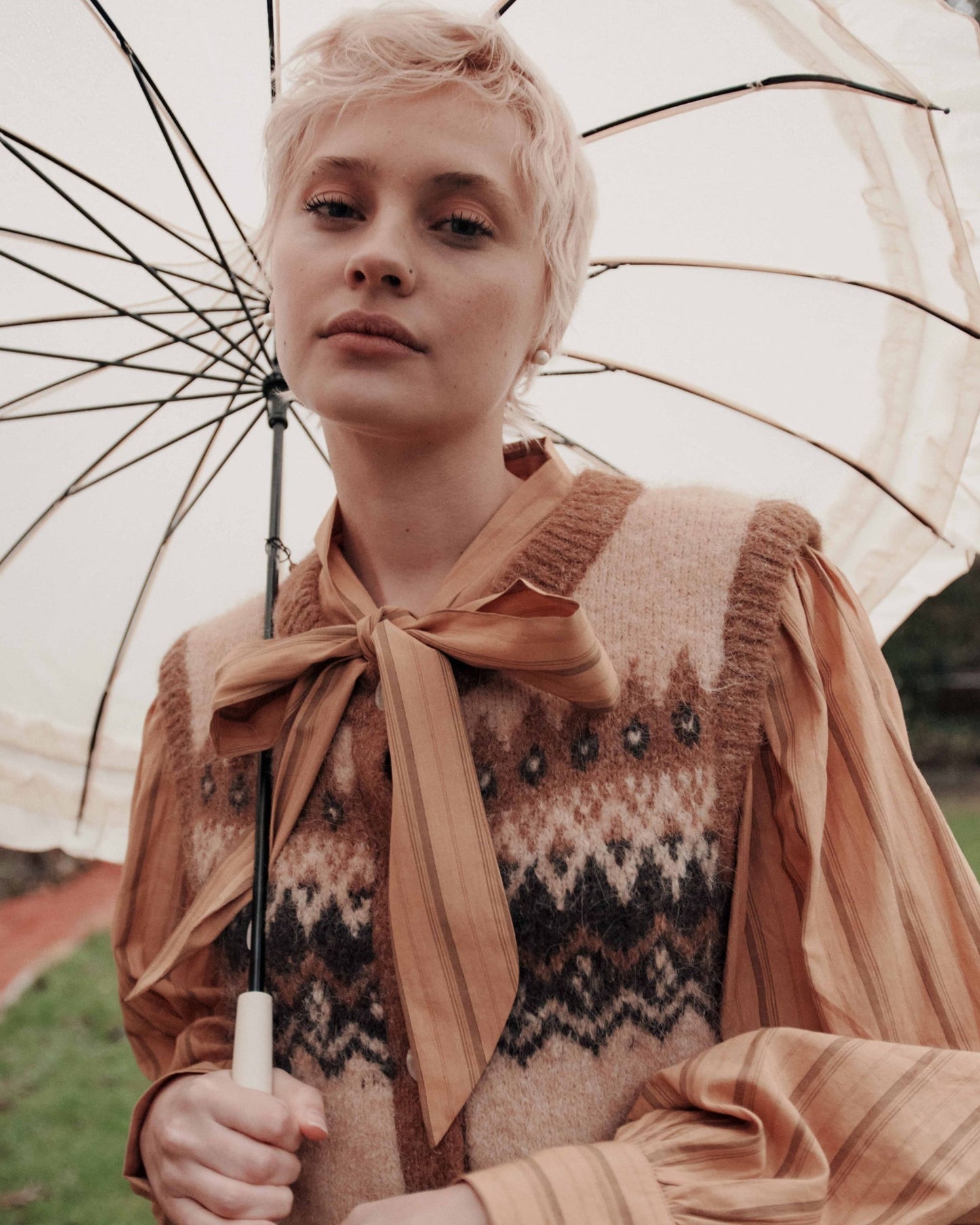 Cardigan sans manches - Jacquard beige