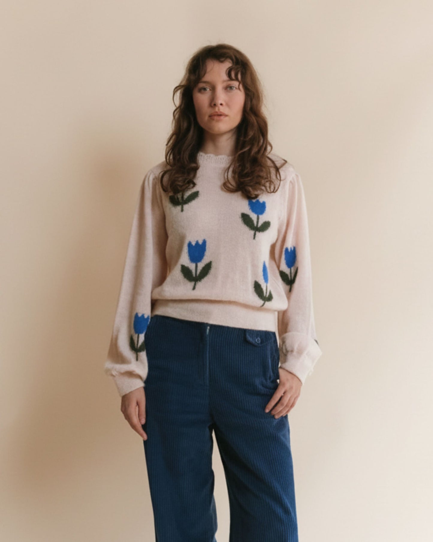 Pull femme - Tulipe bleue
