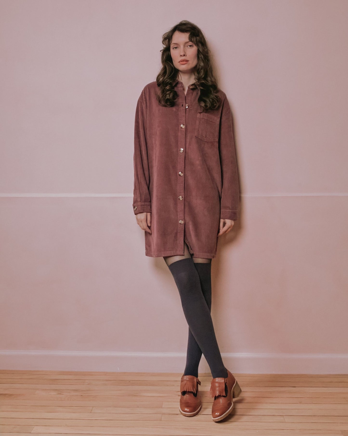 Robe chemise - Velours violine