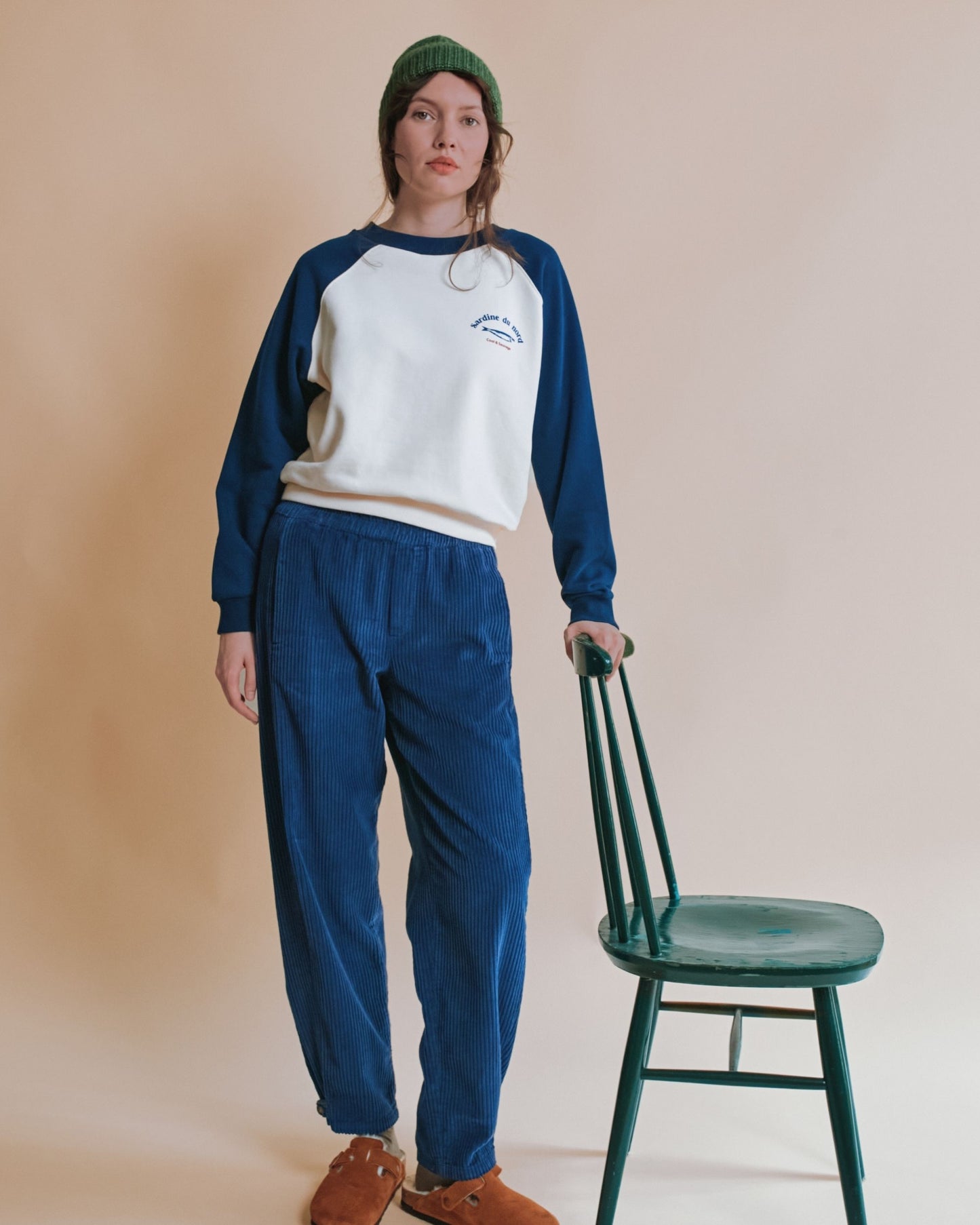 Pantalon jogger - Velours cotelé bleu