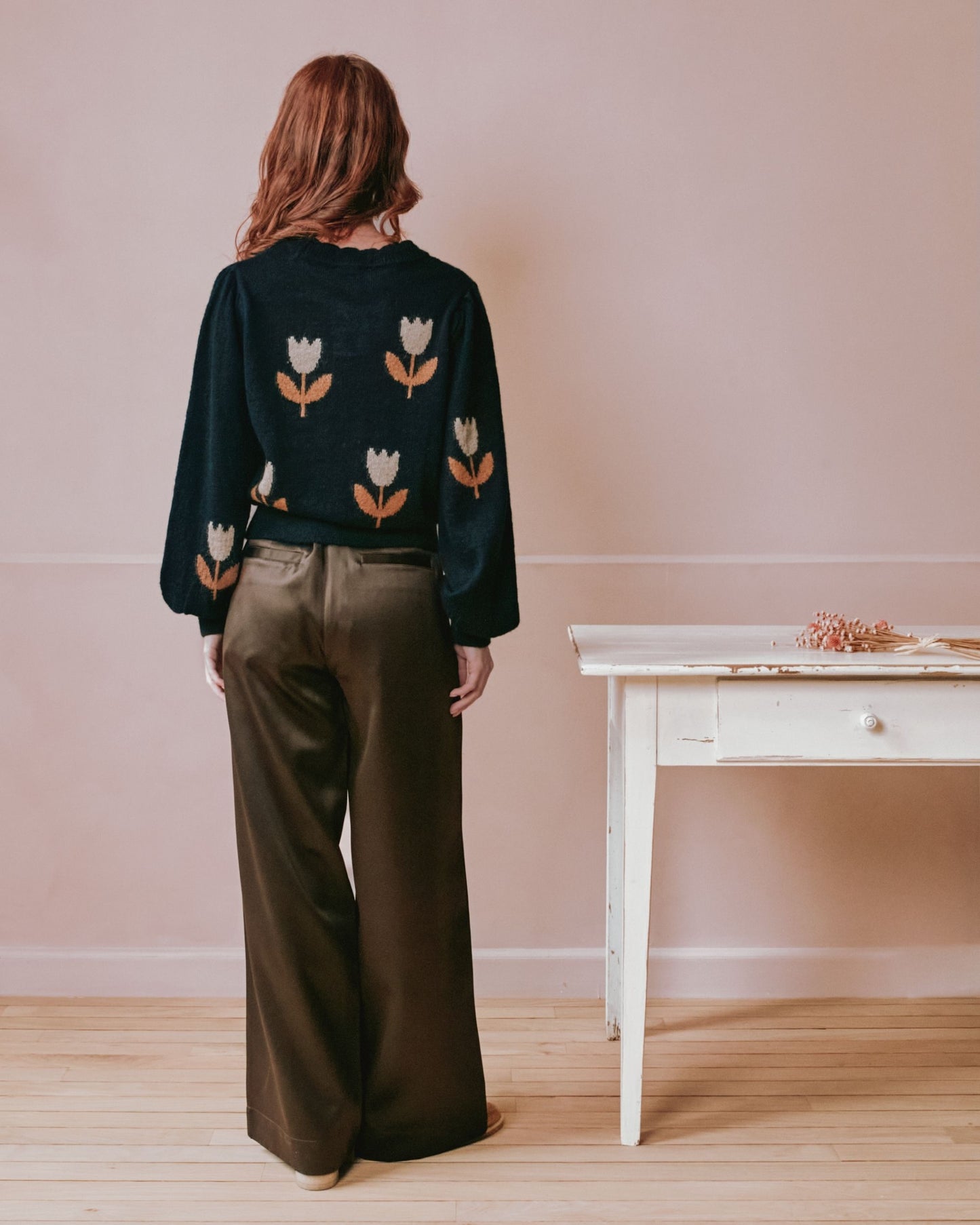 Pull femme - Tulipes noir