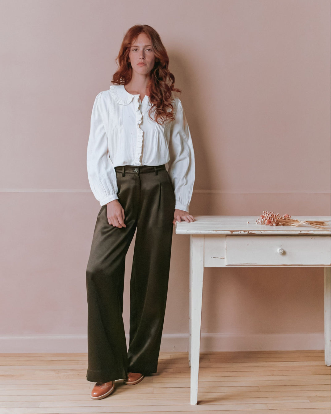 Pantalon - Satin marron
