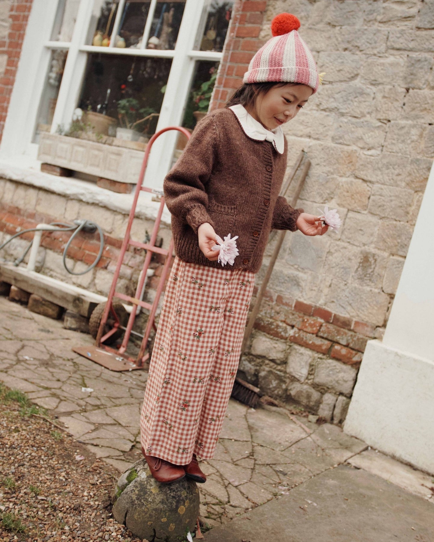 Pantalon - Brodé vichy terracotta
