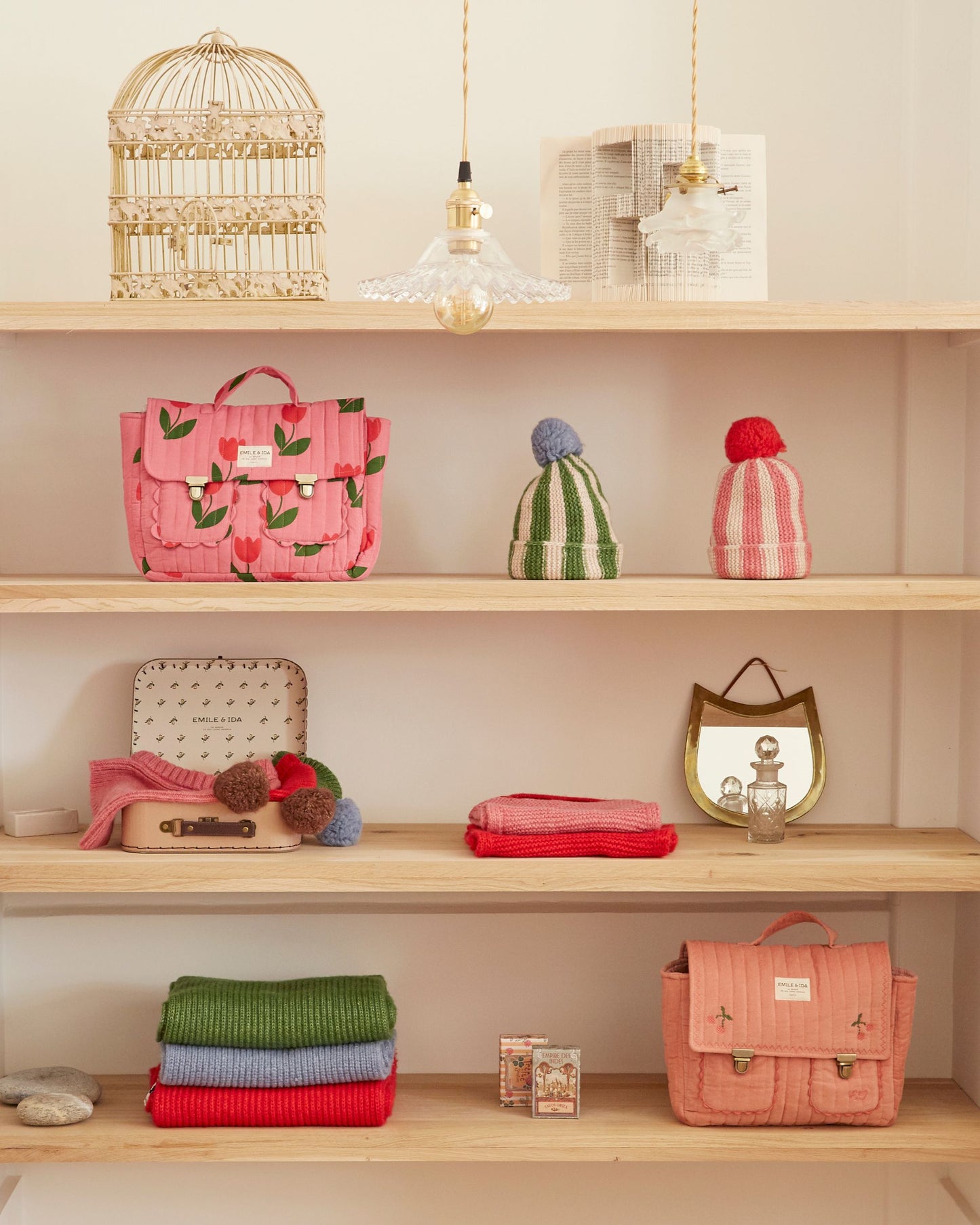 Cartable - Matelassé fleuri rose