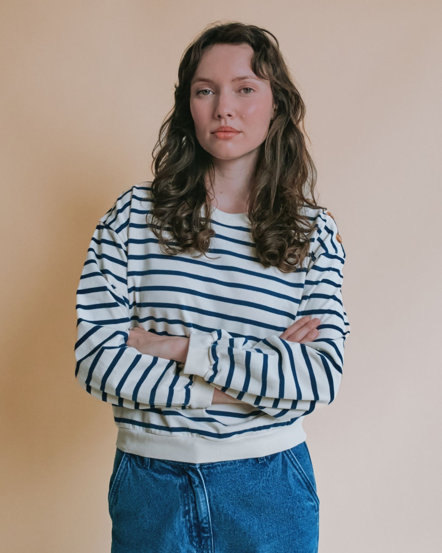 Sweat - Rayé marine et écru