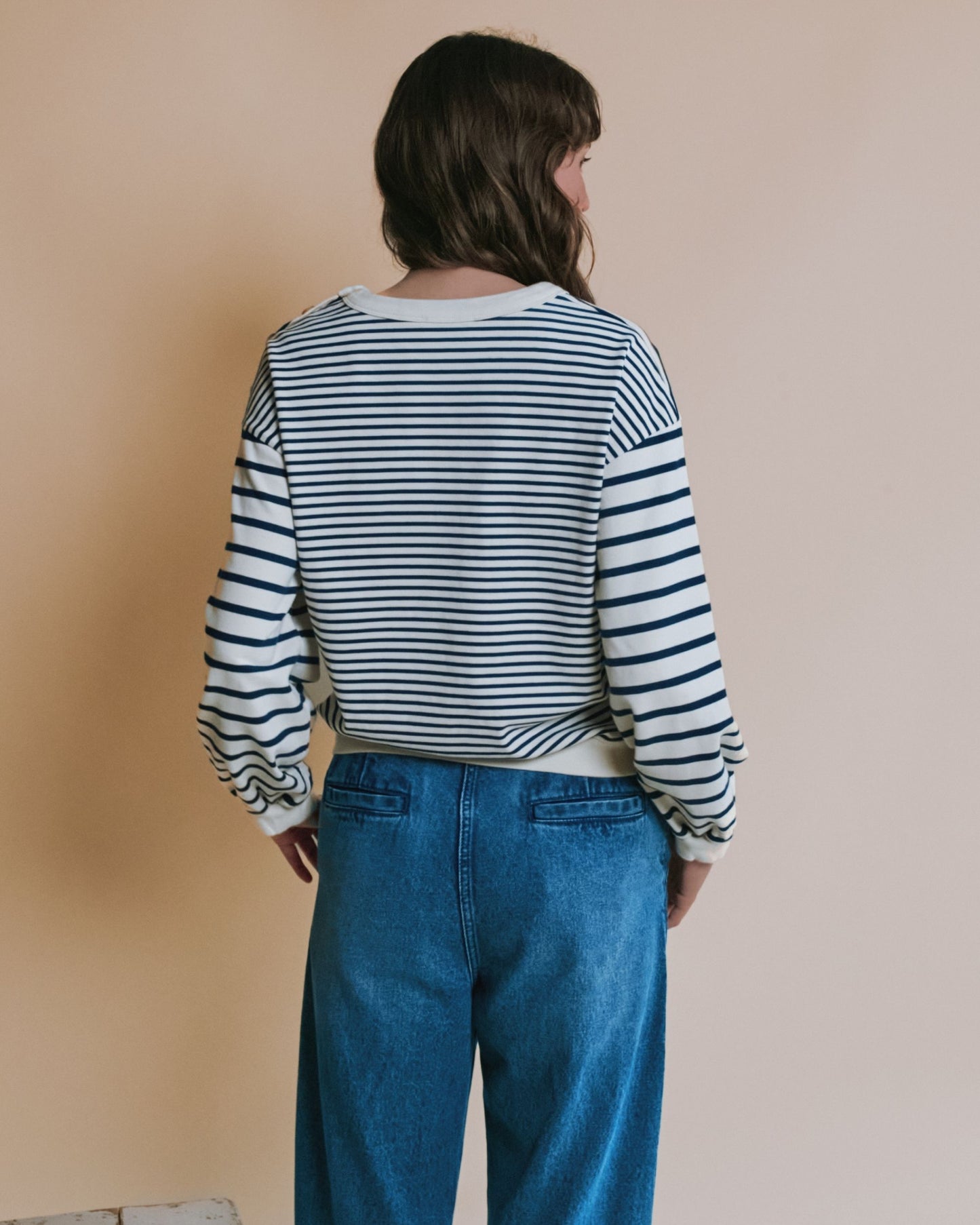 Sweat - Rayé marine et écru