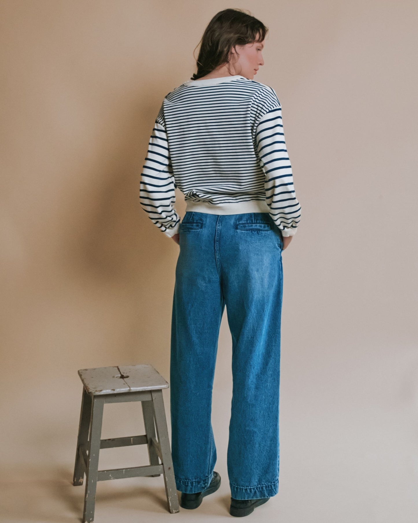 Sweat - Rayé marine et écru
