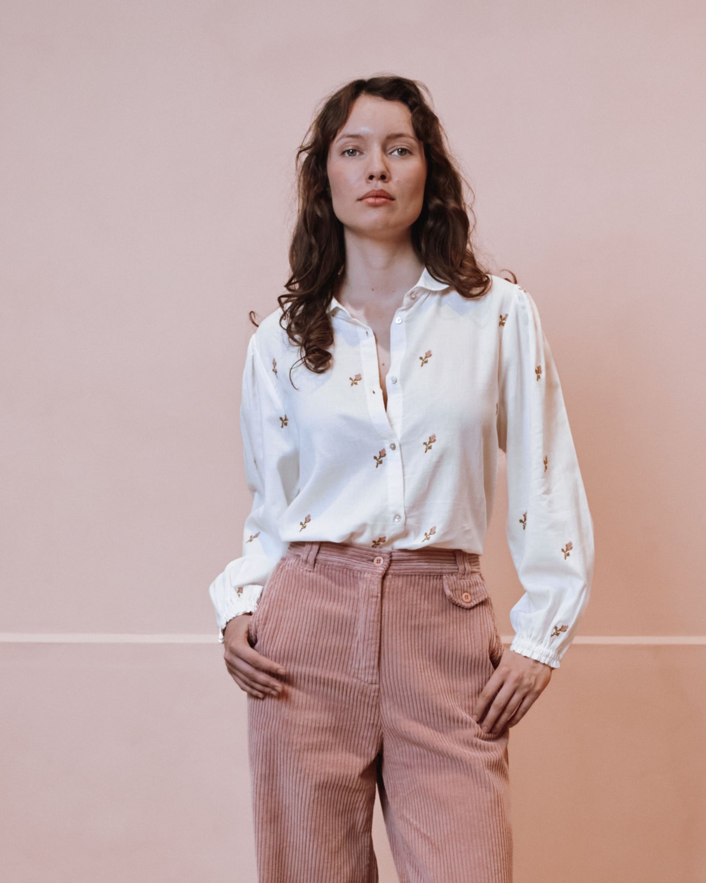 Blouse - Brodée point de croix écru