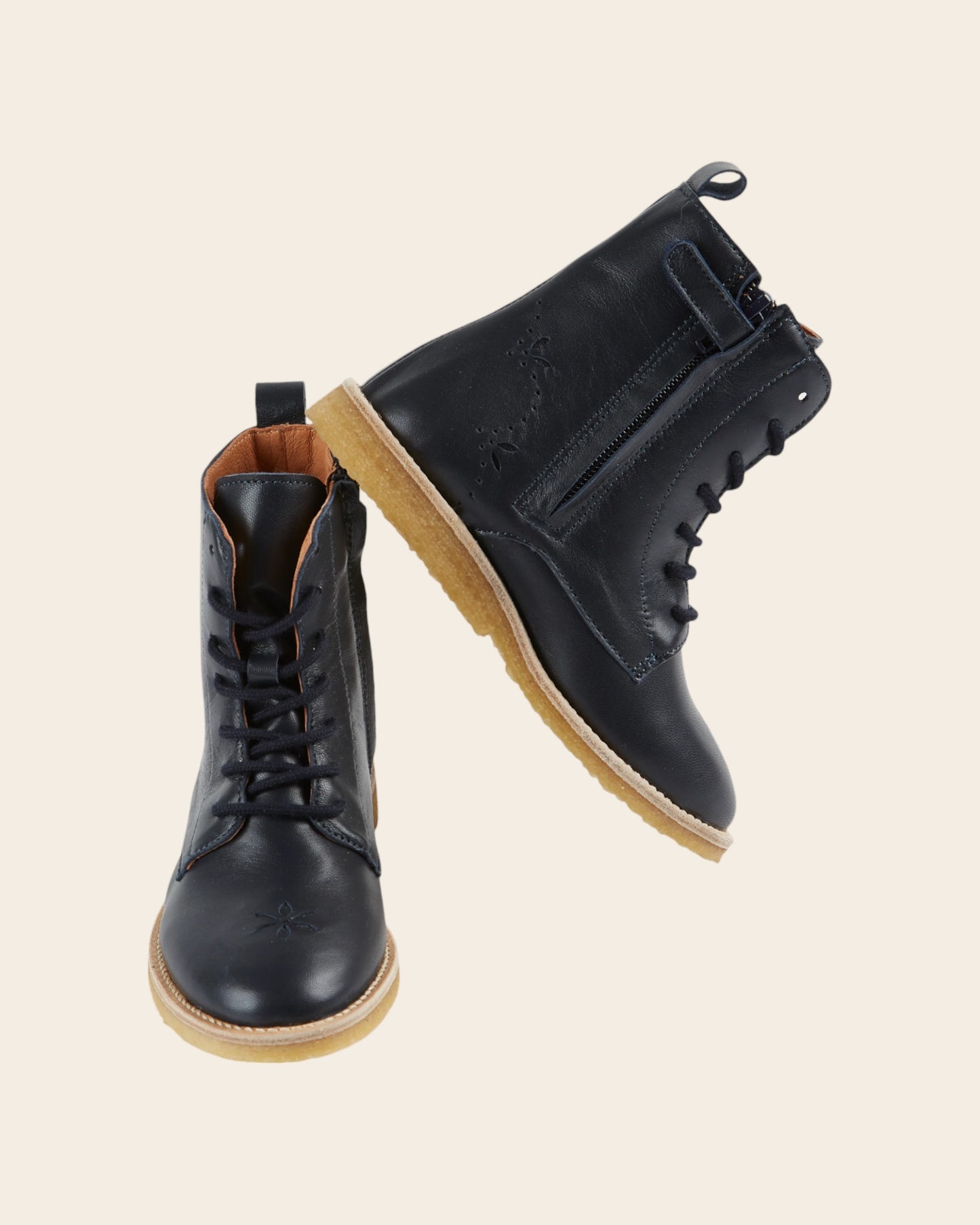 Boots à lacets - Cuir bleu marine