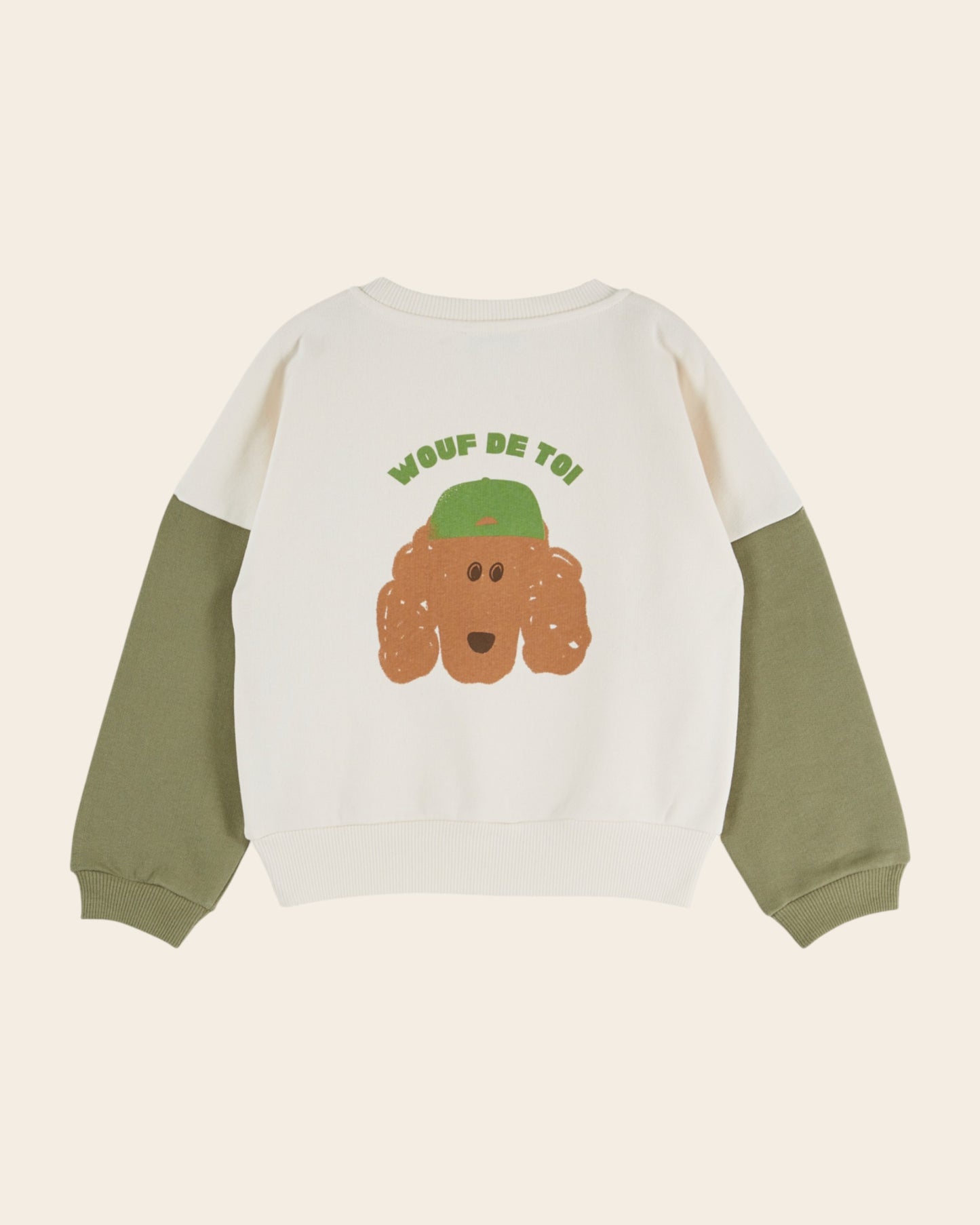 Sweat - Bicolore chien écru et vert
