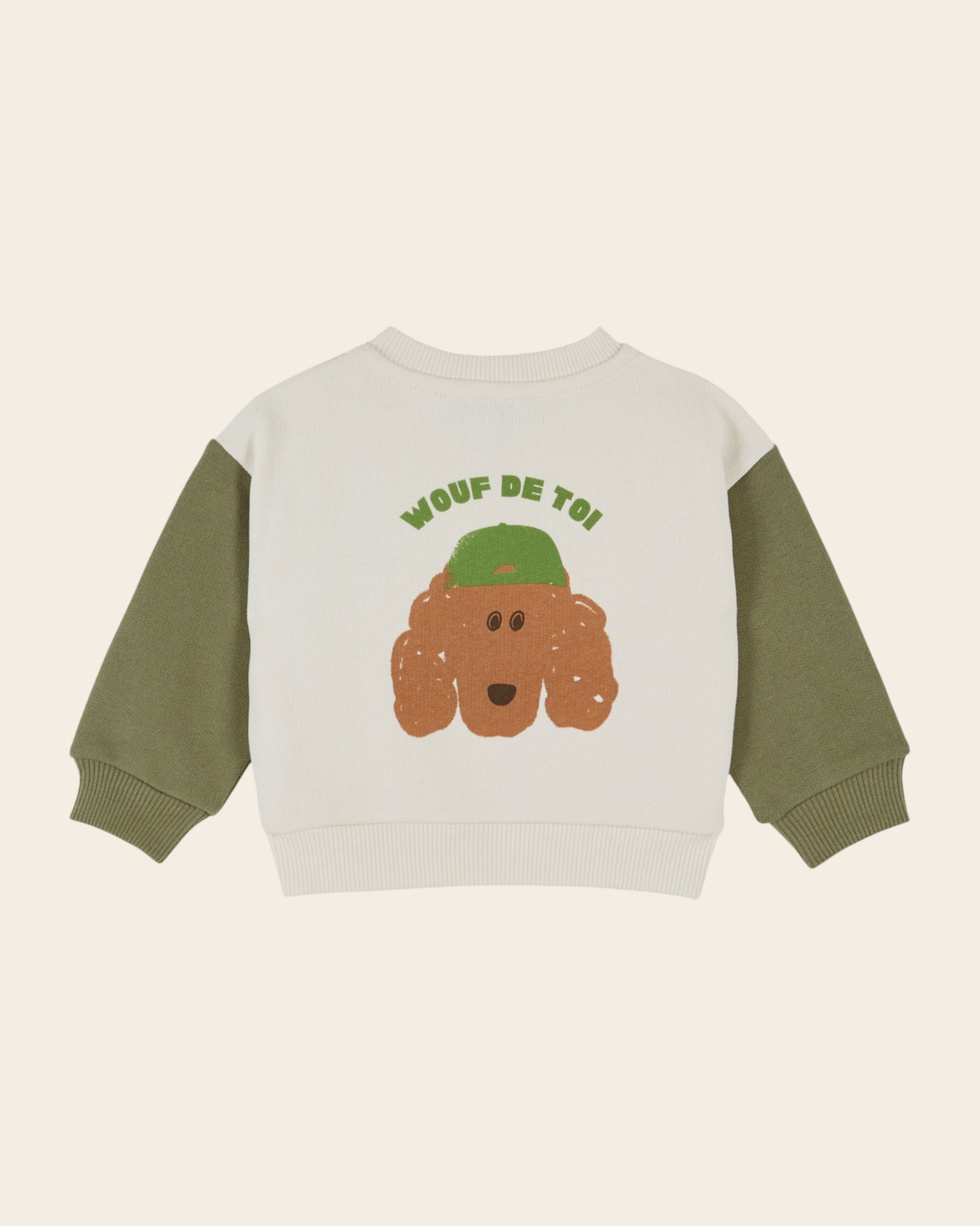 Sweat - Bicolore chien écru et vert