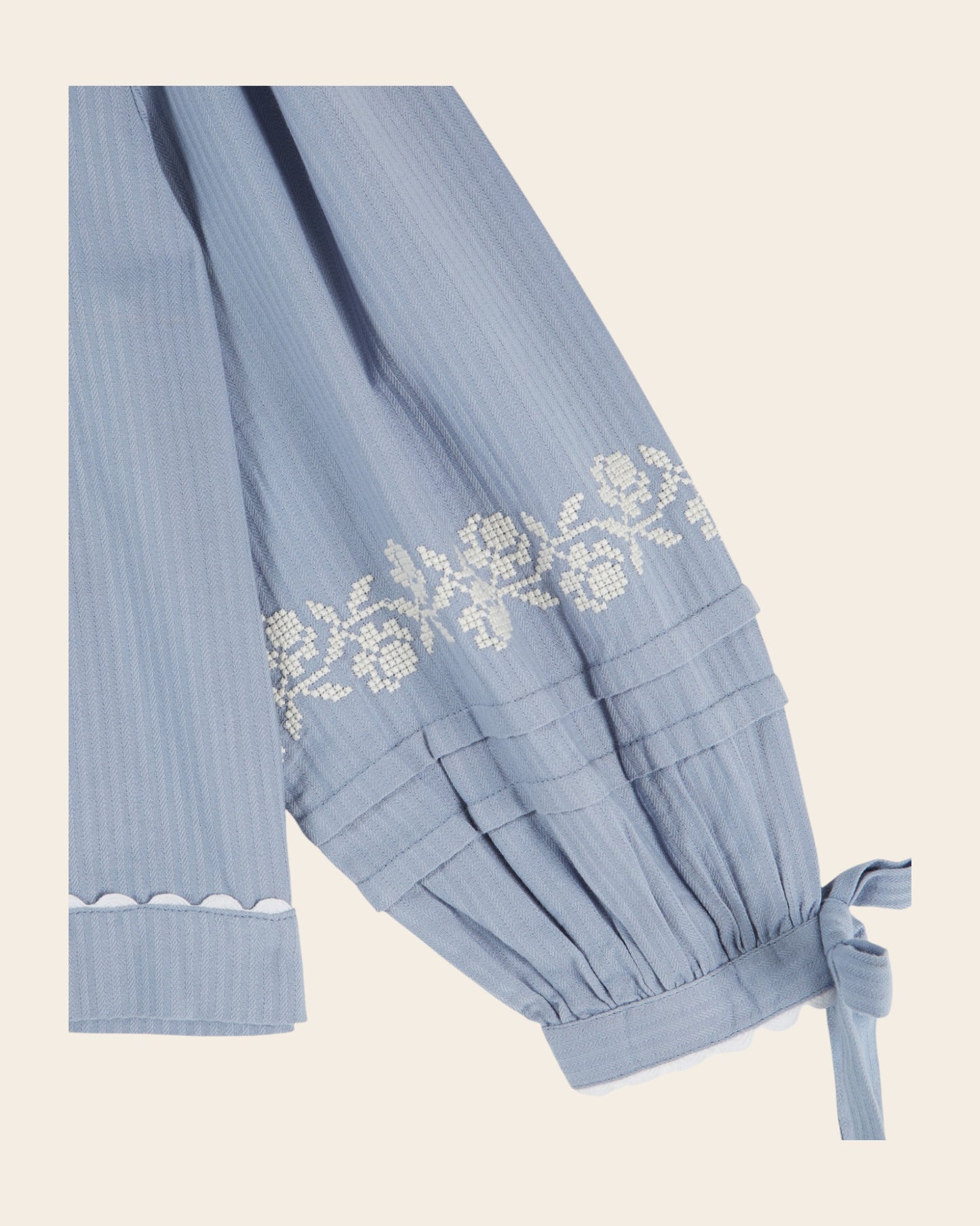 Blouse - Col brodé bleu