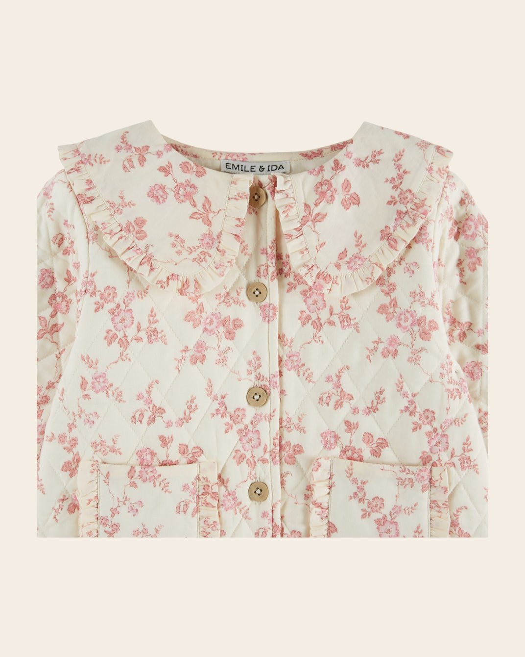 Veste matelassée - Fleurie écru et rose