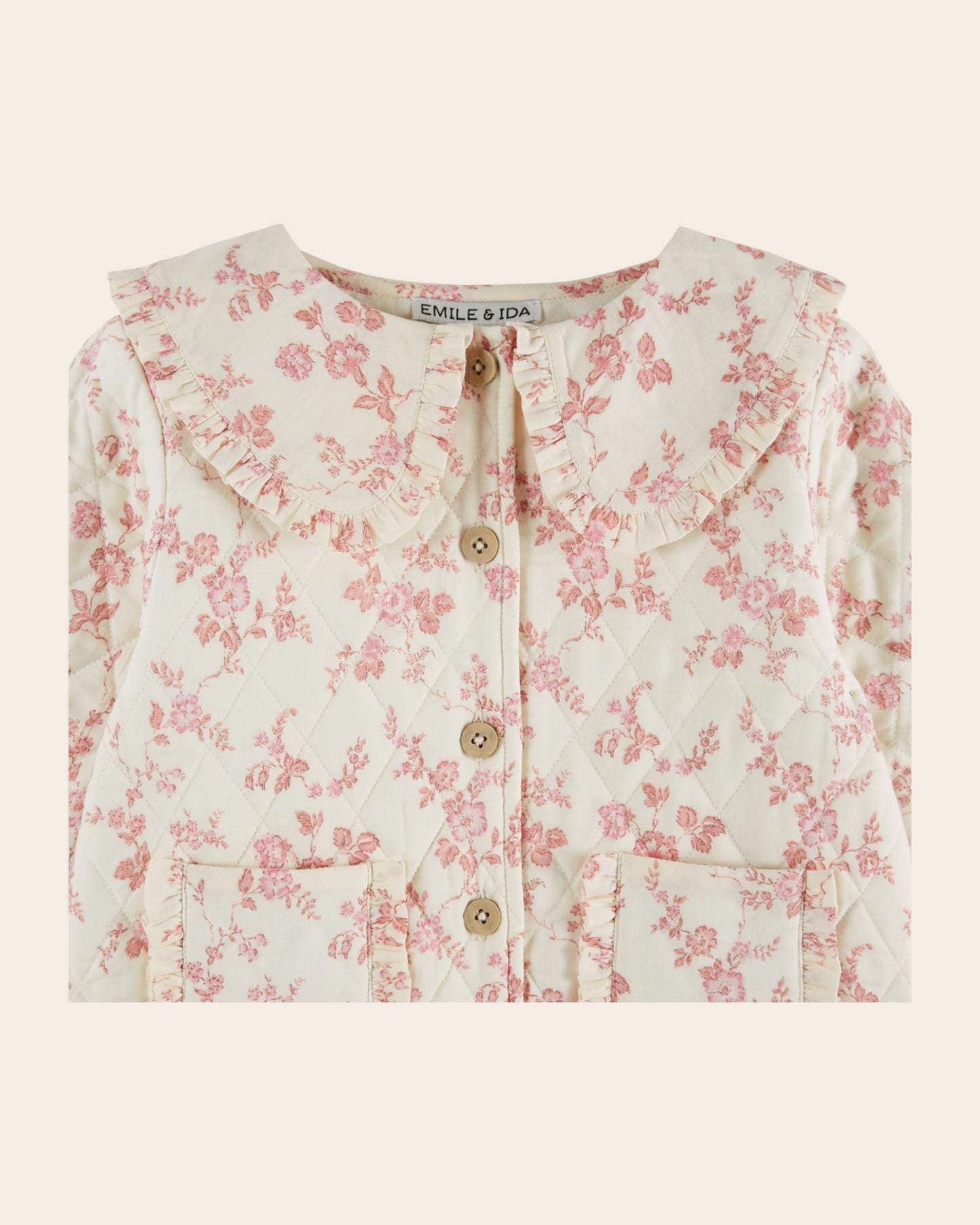 Veste matelassée - Fleurie écru et rose