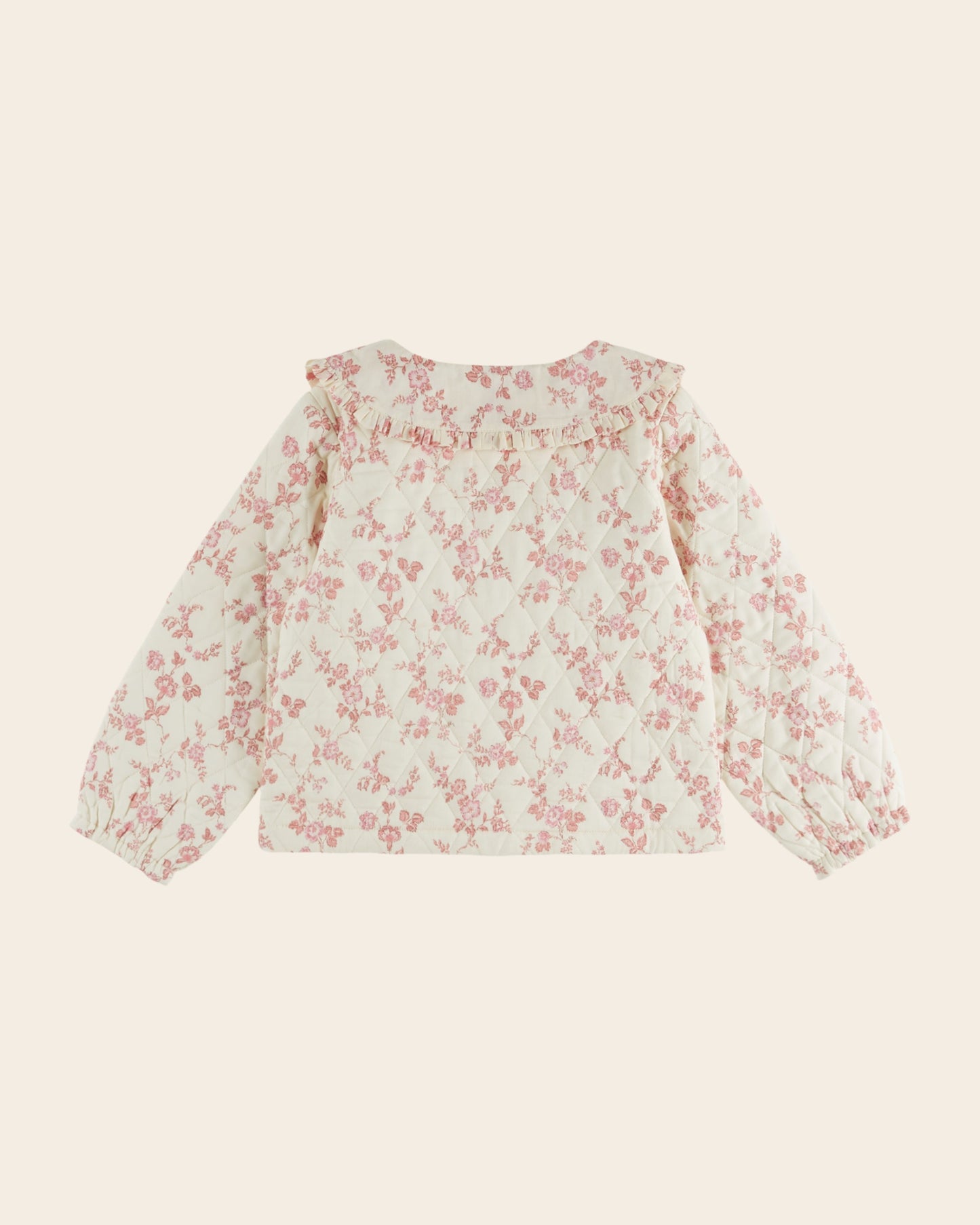 Veste matelassée - Fleurie écru et rose
