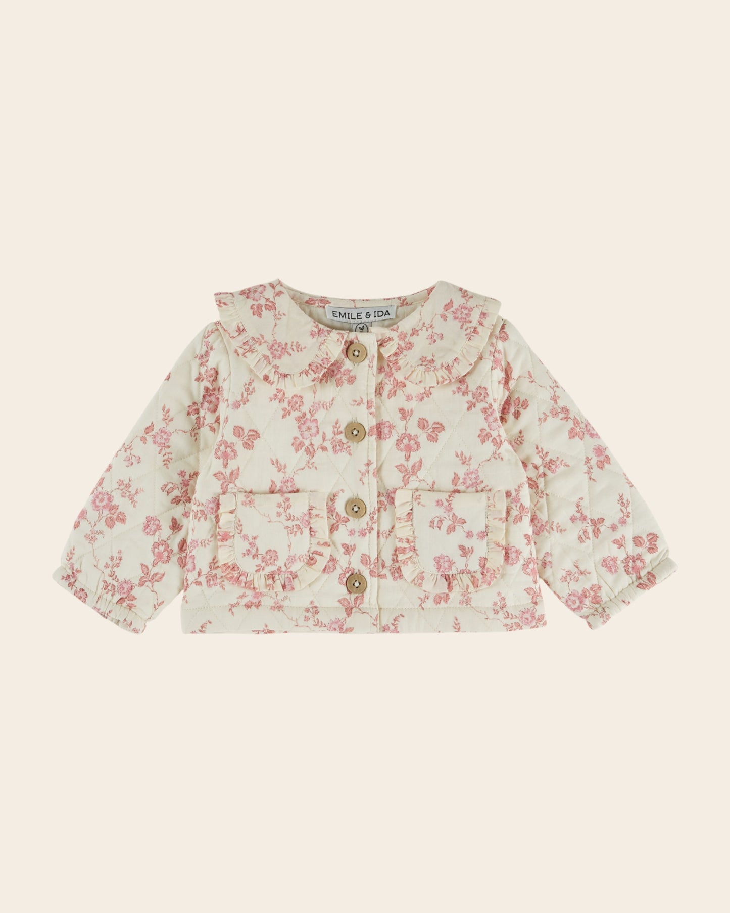 Veste matelassée - Fleurie écru et rose