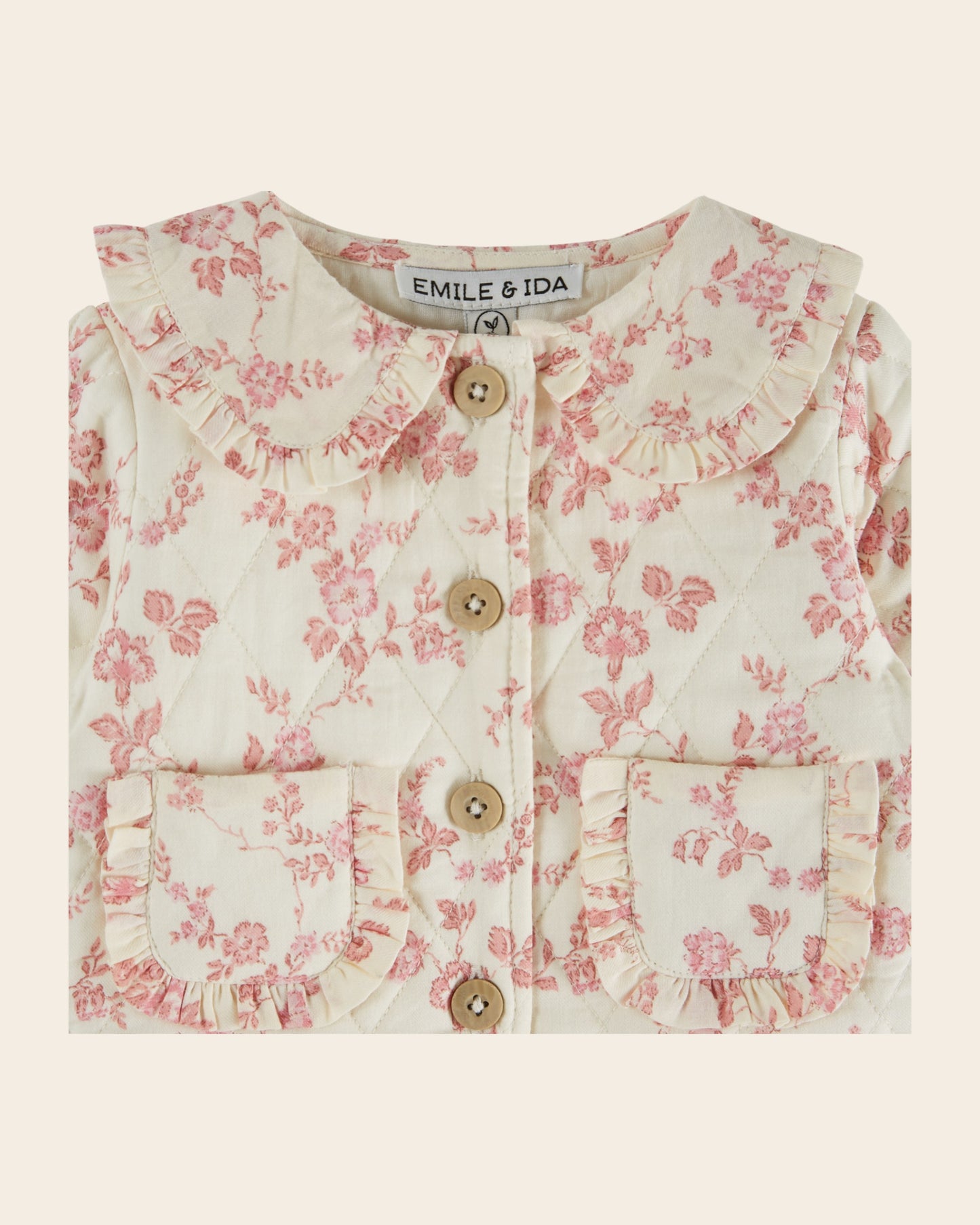 Veste matelassée - Fleurie écru et rose