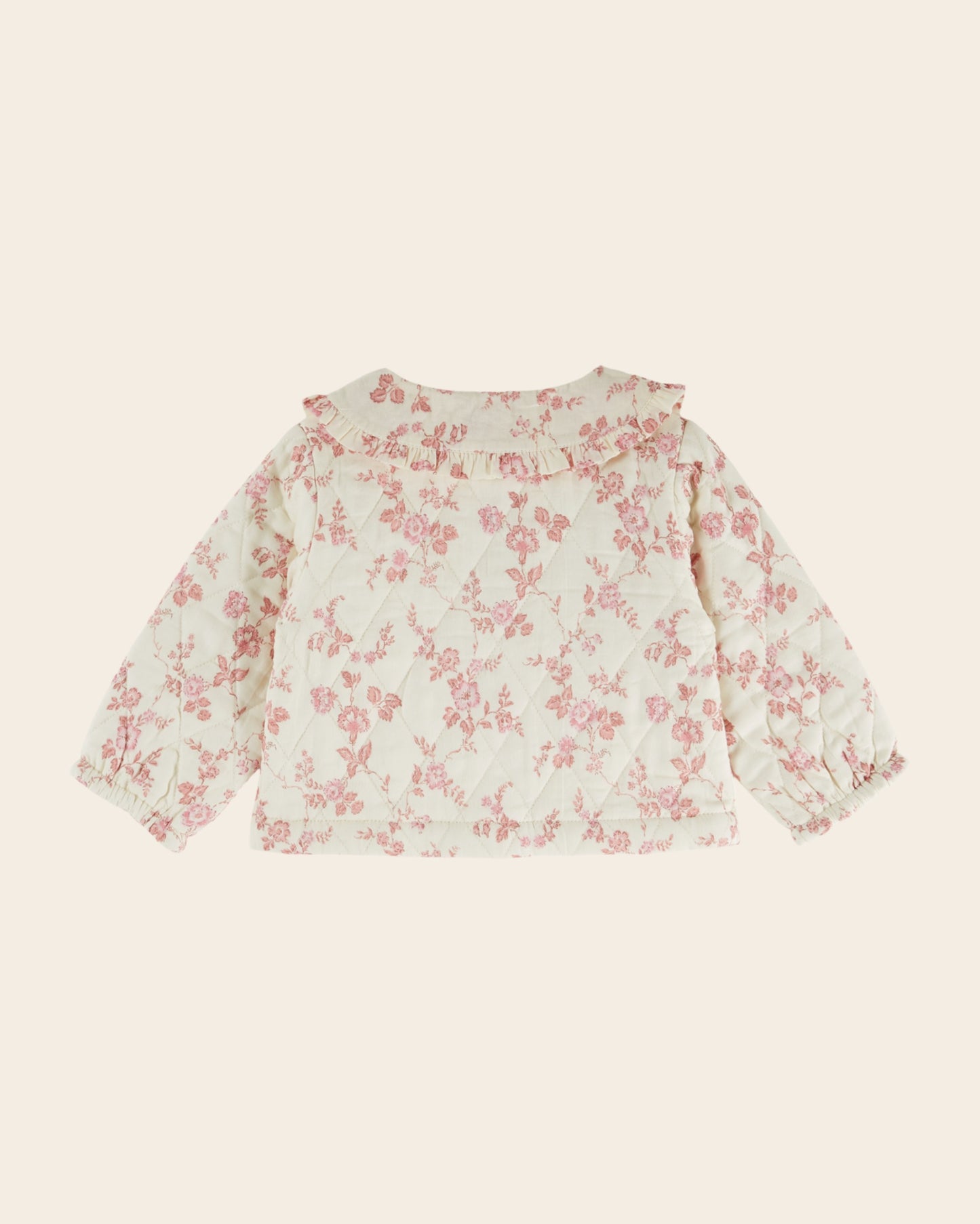 Veste matelassée - Fleurie écru et rose