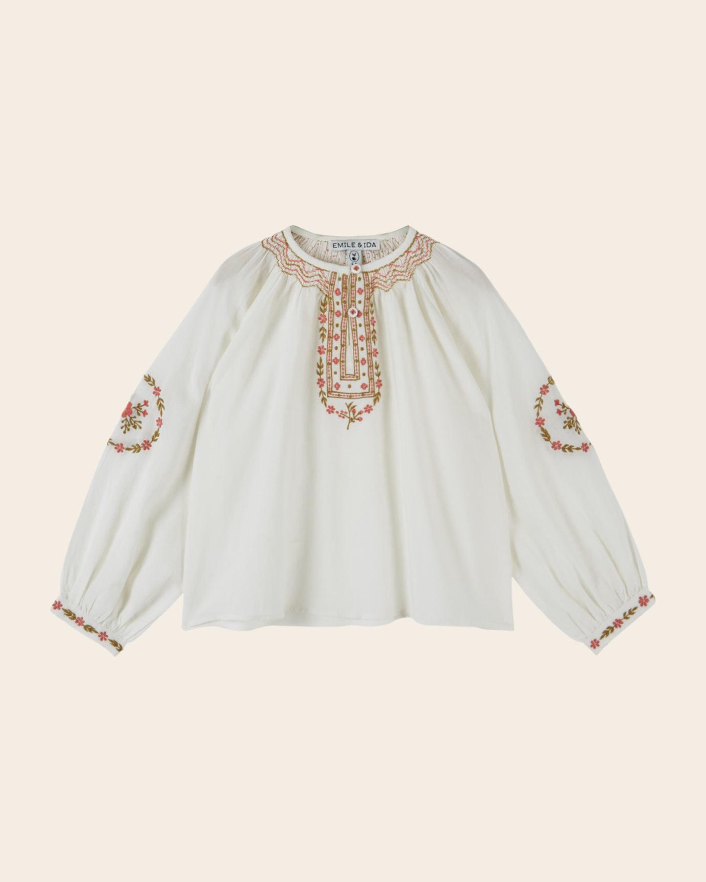 Blouse - Ethnique brodée écru