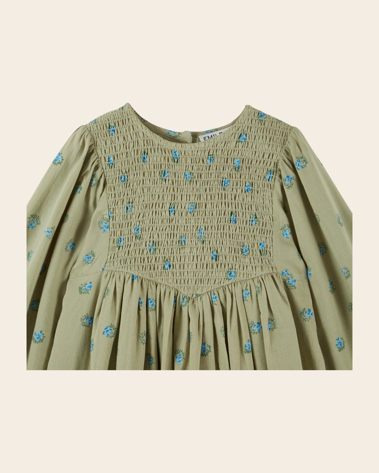 Robe - Smockée fleuri vert