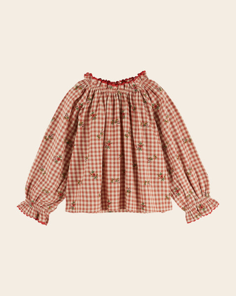 Blouse - Brodée vichy terracotta