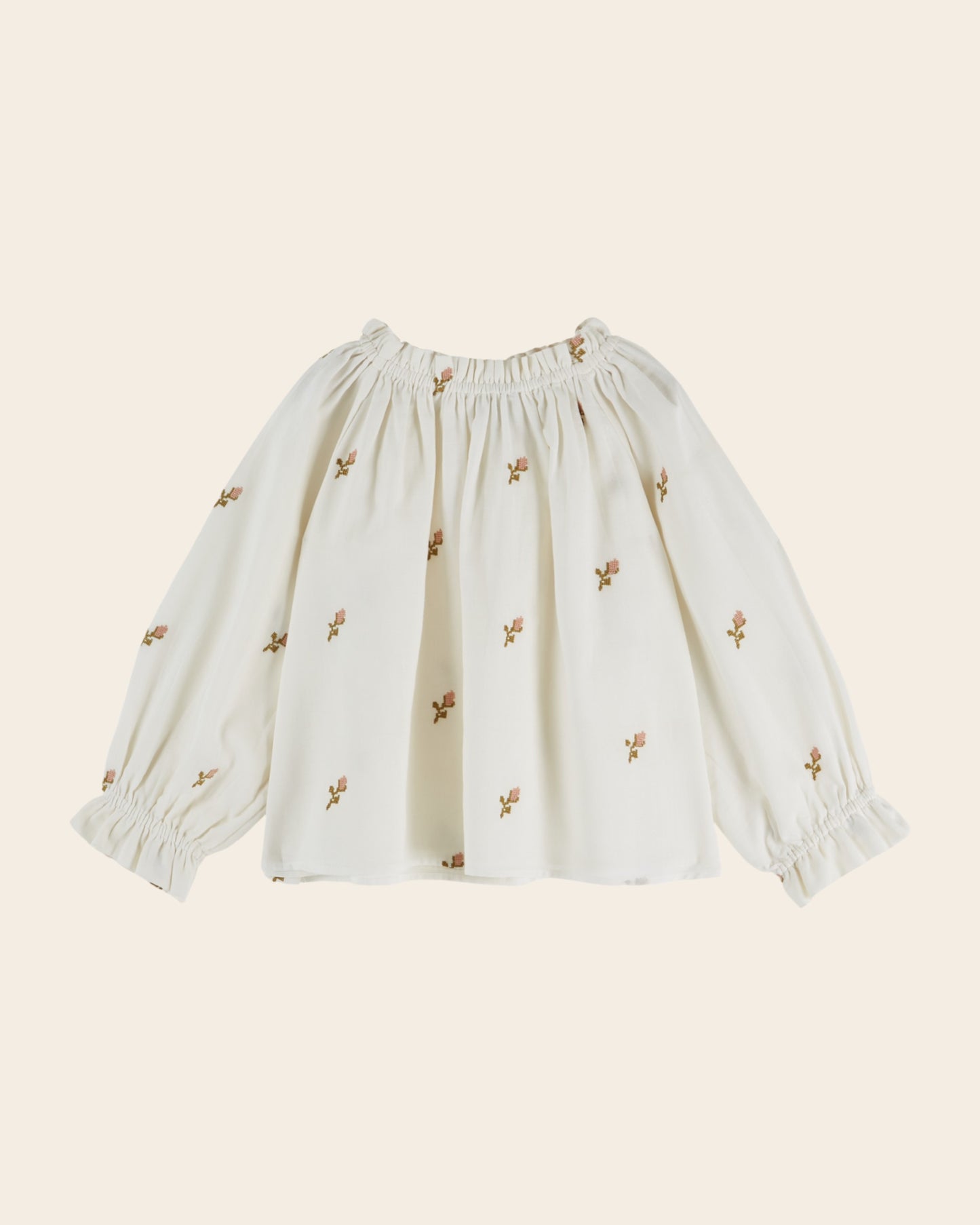 Blouse - Brodée point de croix écru
