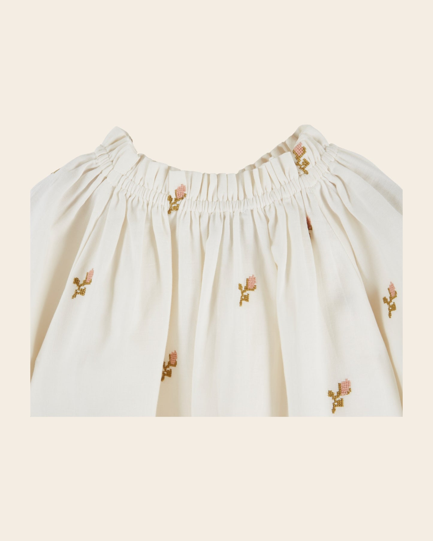 Blouse - Brodée point de croix écru