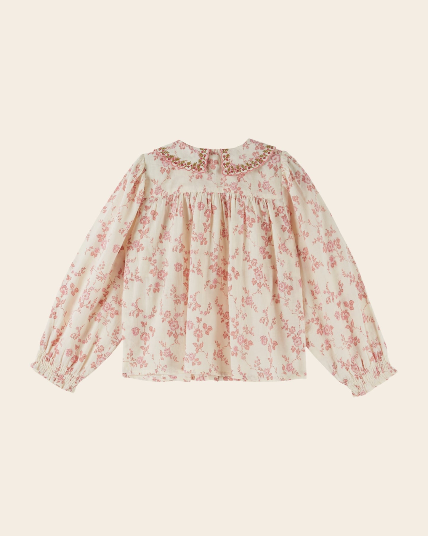 Blouse - Smockée écru et rose