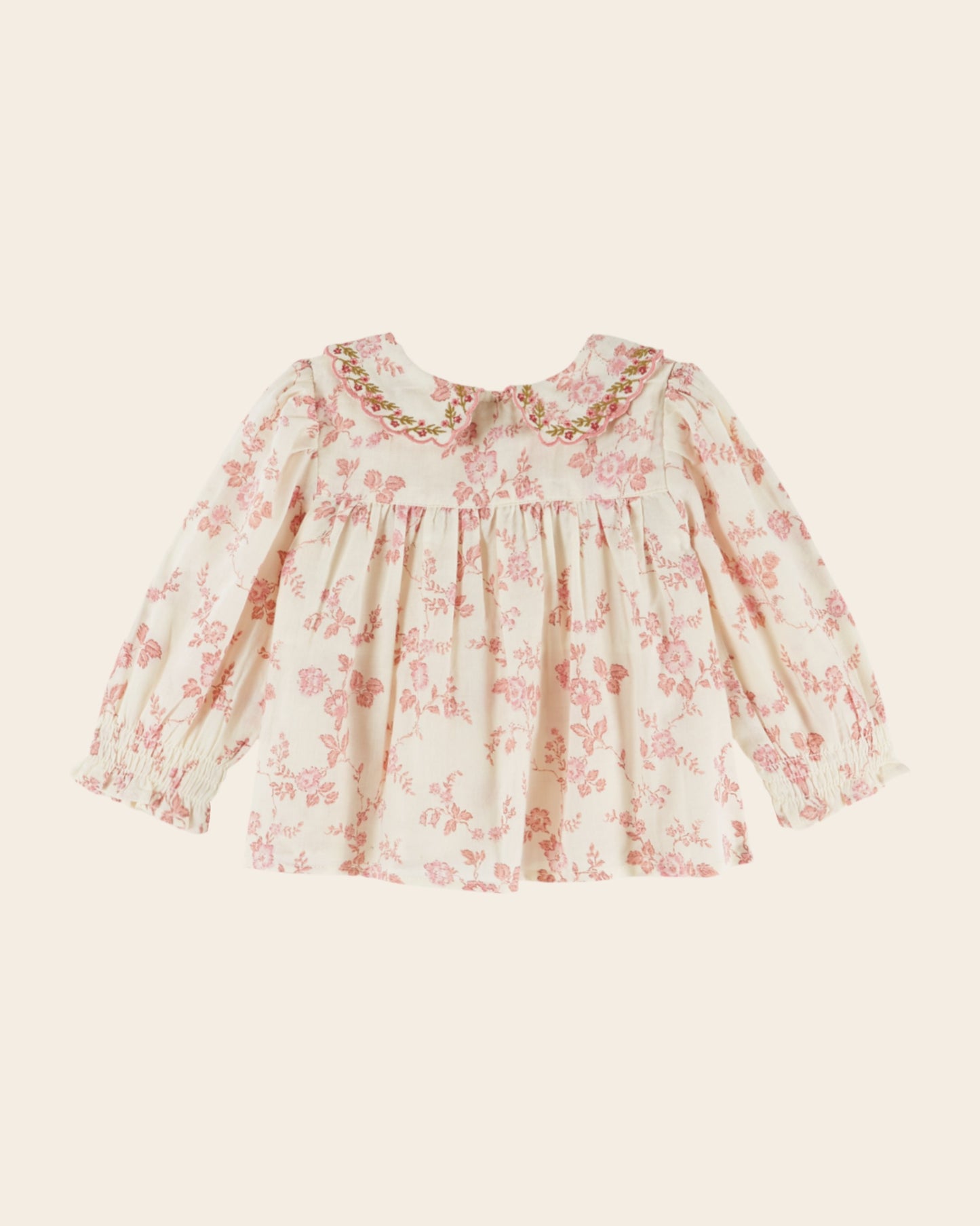 Blouse - Smockée écru et rose
