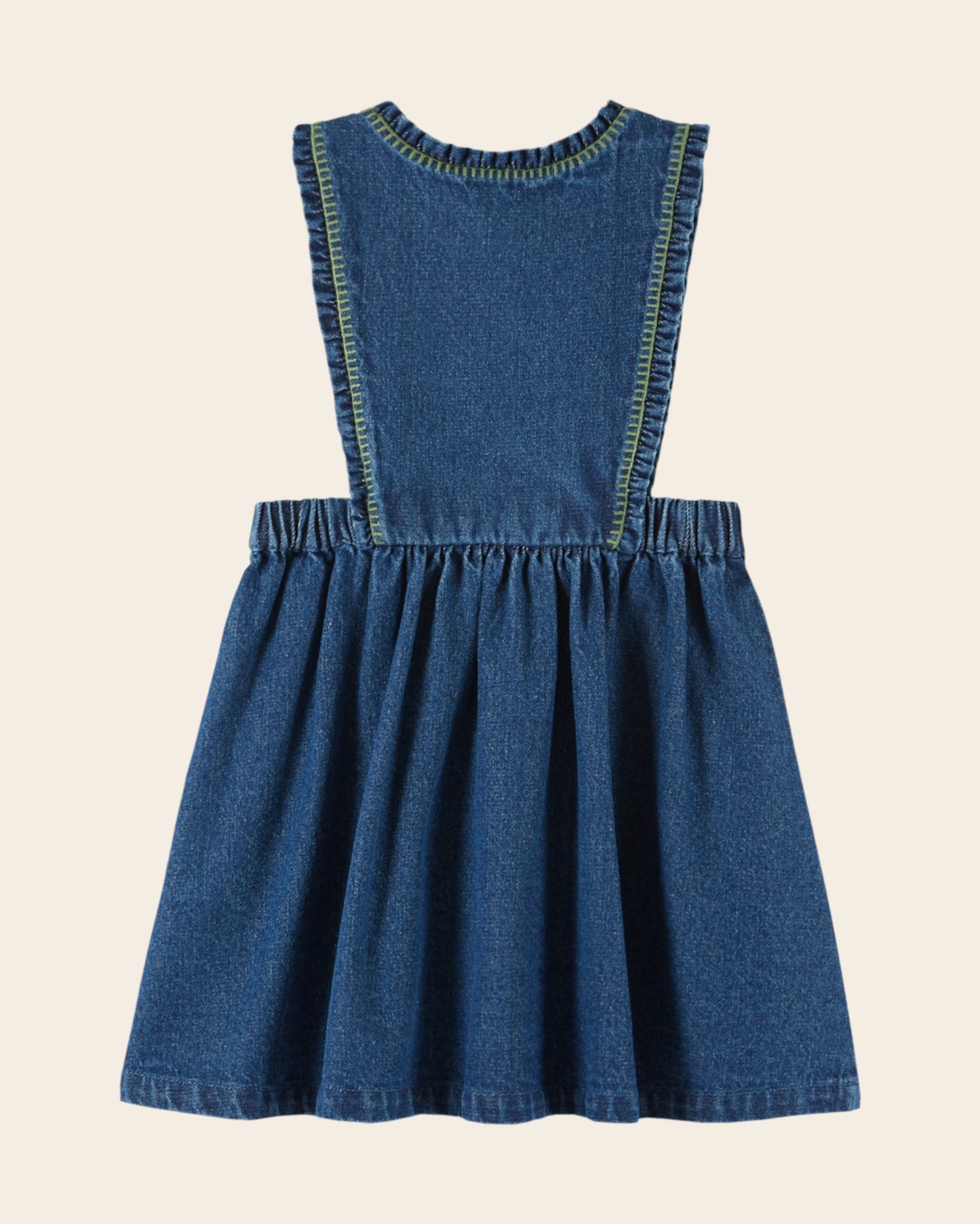 Robe tablier - Brodée denim bleu