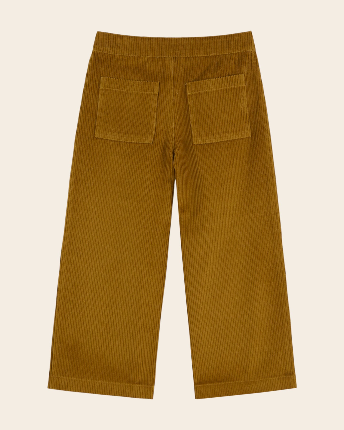 Pantalon - Velours poches fleurs olive