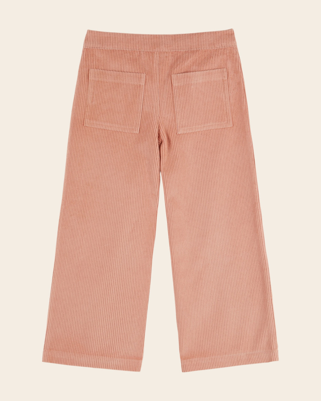 Pantalon - Velours poches fleurs rose