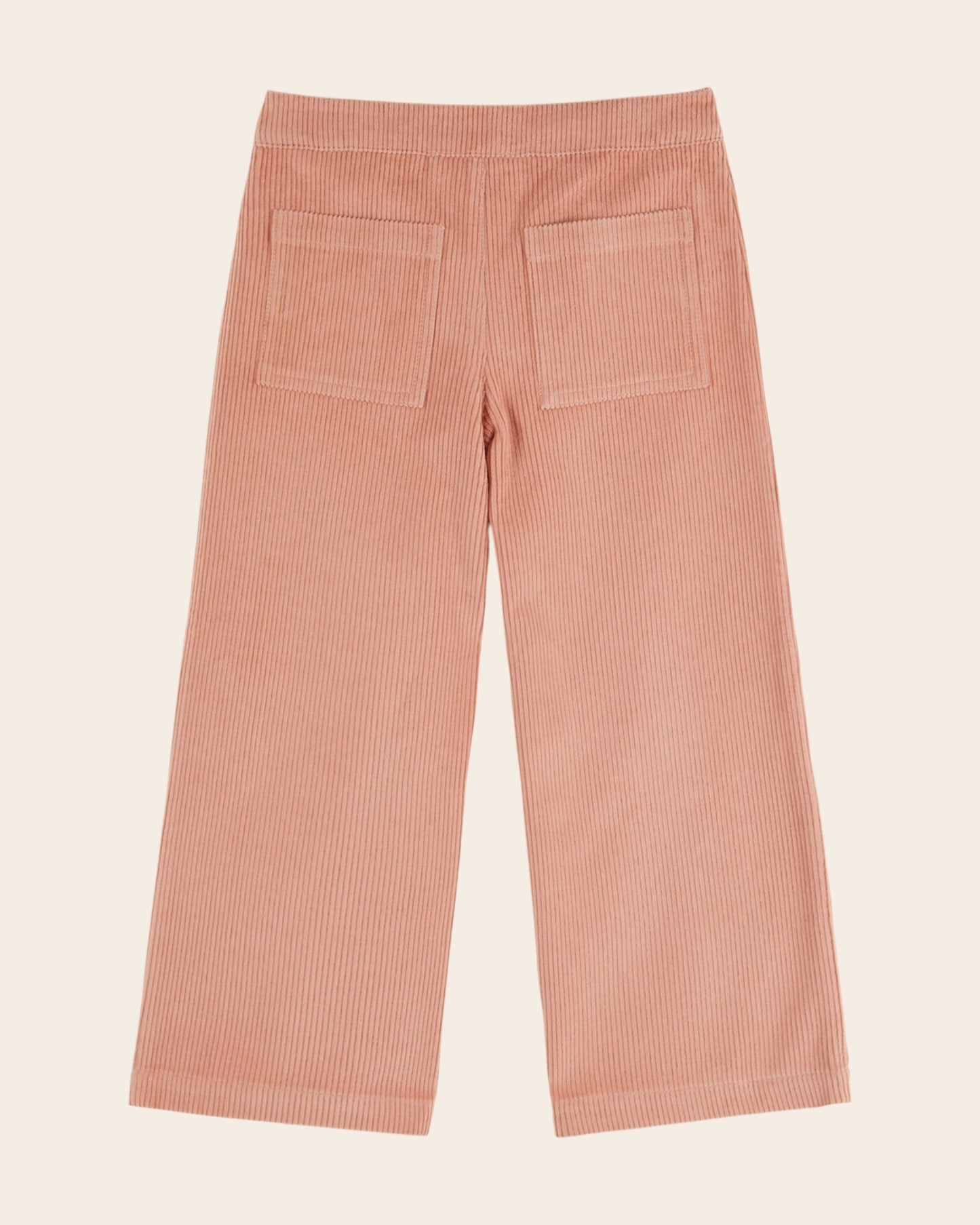 Pantalon - Velours poches fleurs rose