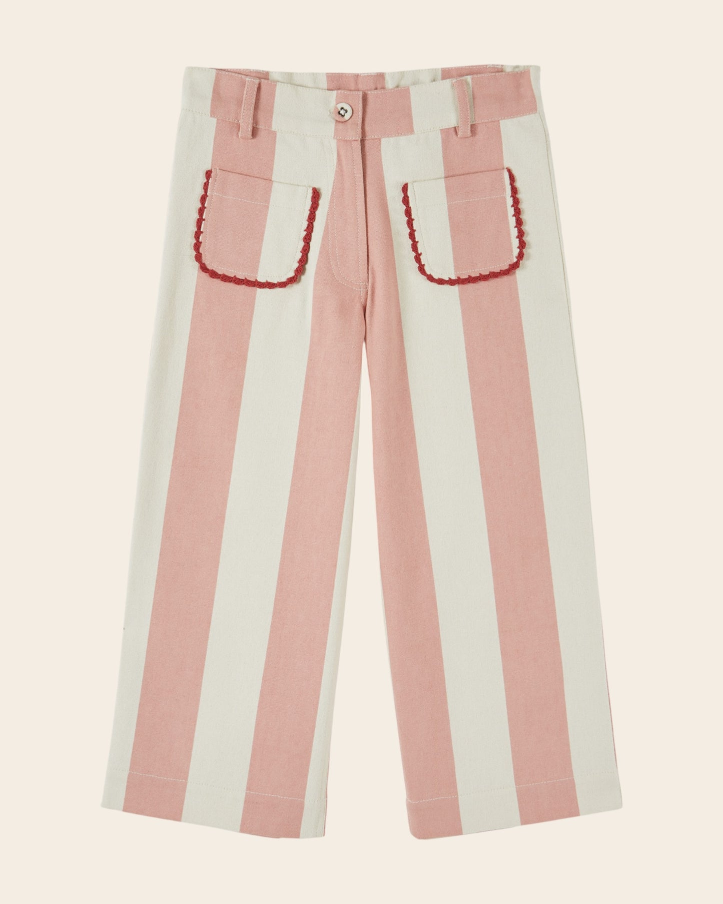 Pantalon - Rayé rose et blanc